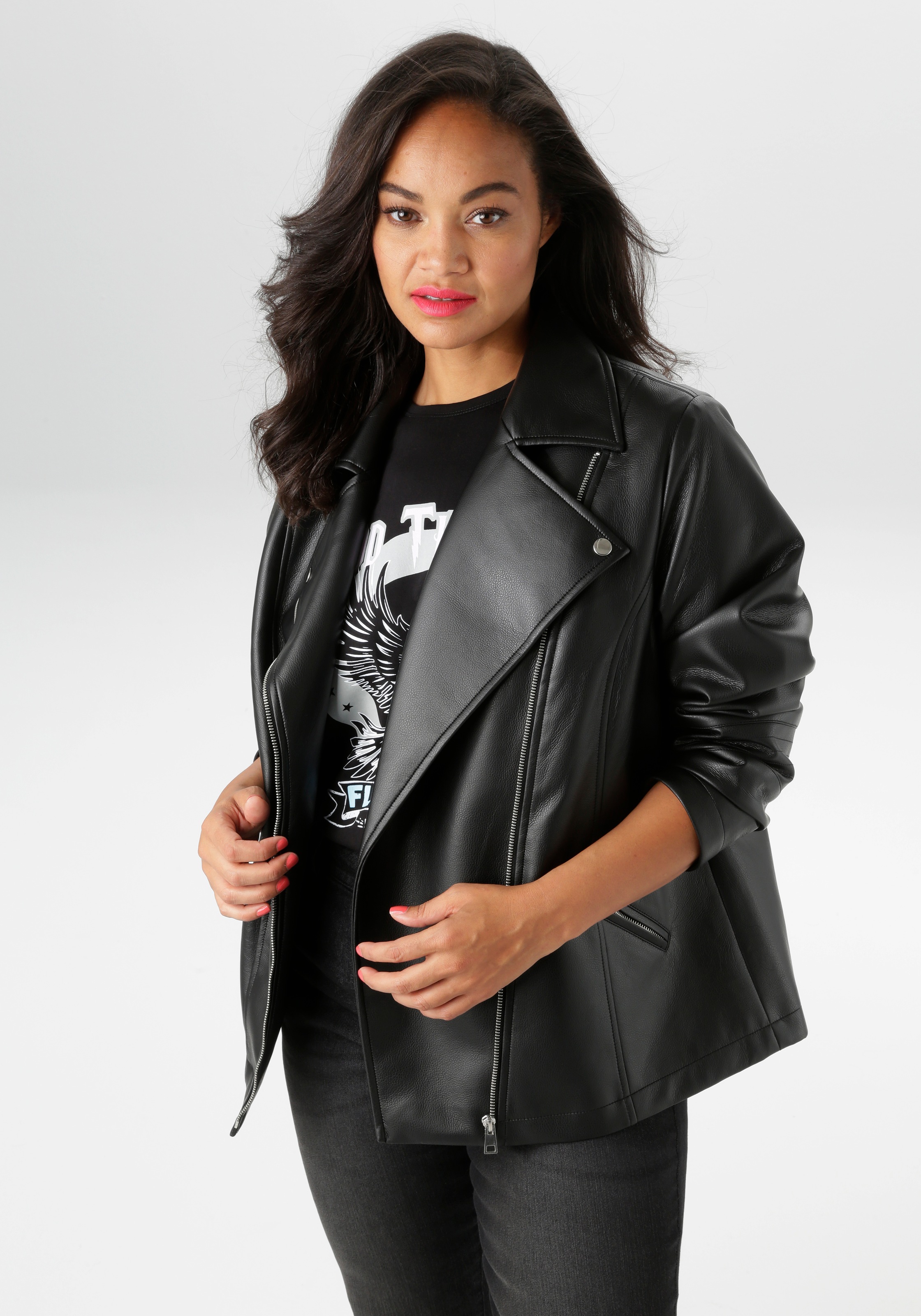 Aniston PLUS Bikerjacke im Biker-Look - NEUE KOLLEKTION günstig online kaufen