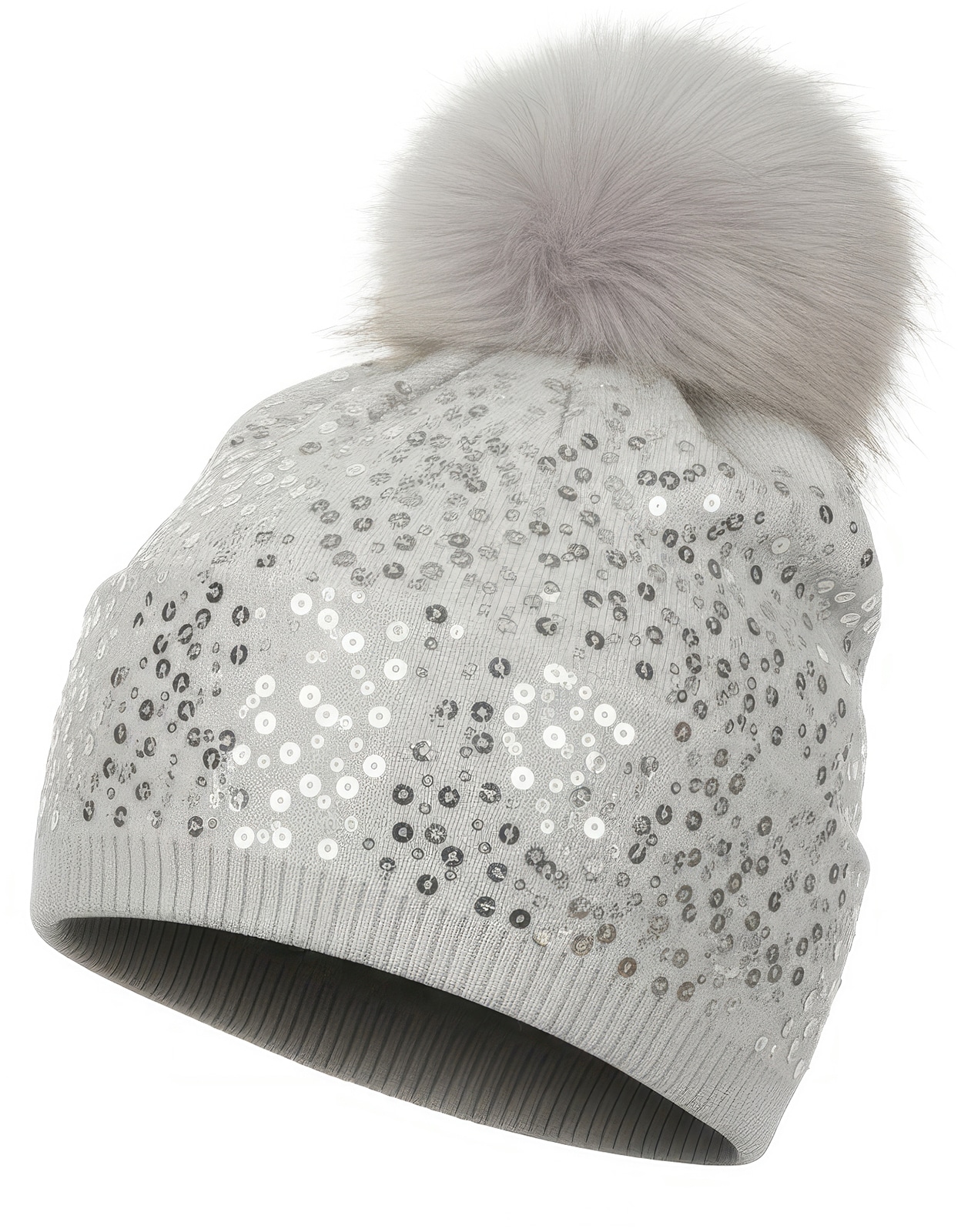 styleBREAKER Bommelmütze "Feinstrick Bommelmütze mit Pailletten" 1 Stk. günstig online kaufen