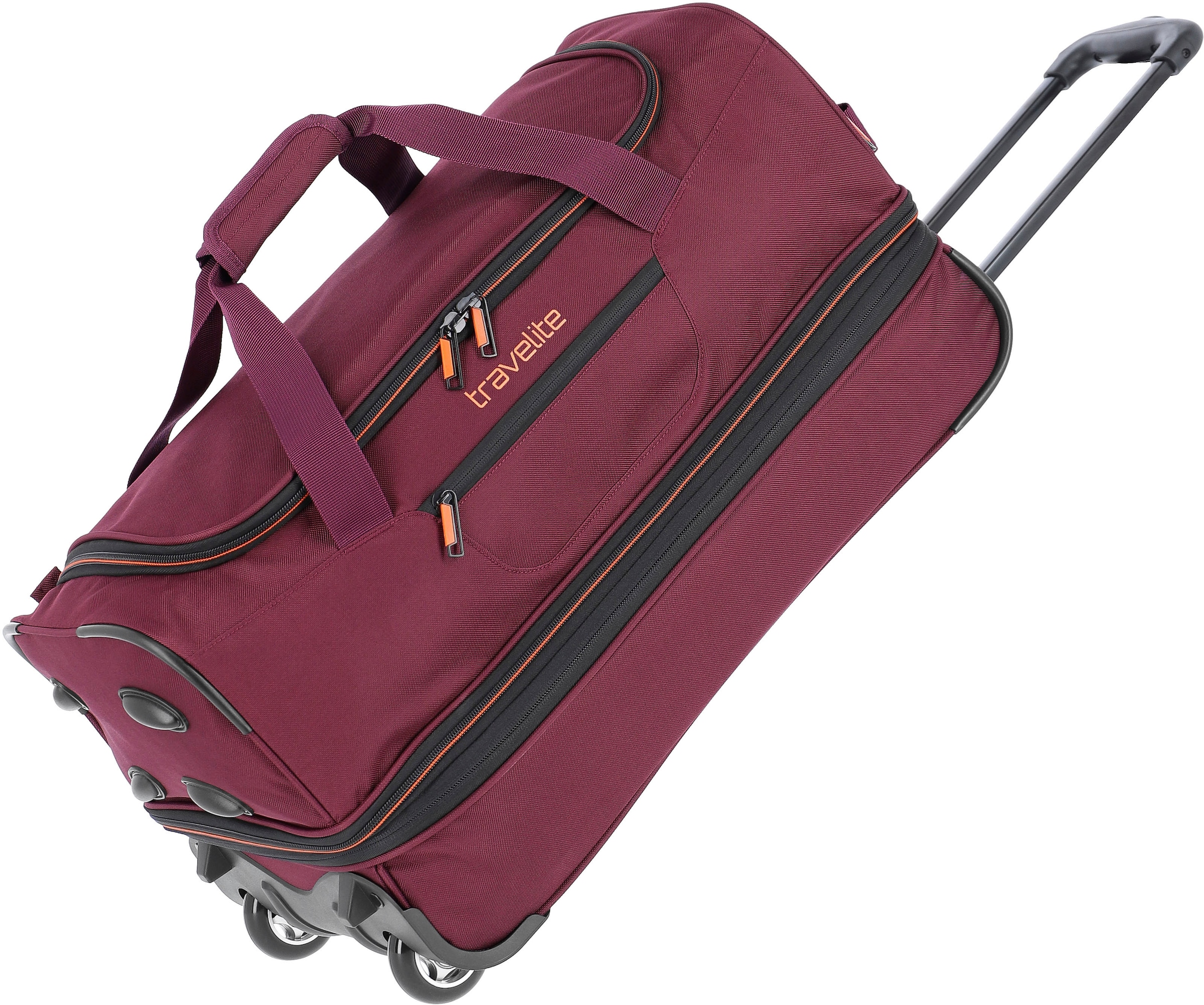 travelite Reisetasche "Basics, 55 cm", Duffle Bag Sporttasche mit Trolleyfunktion und Volumenerweiterung