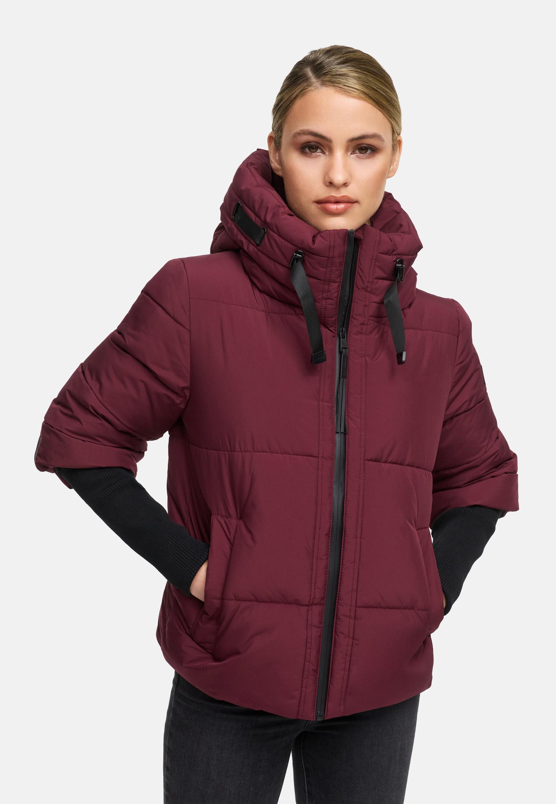 Navahoo Steppjacke »Lotusherz XIV«, mit Kapuze, Warme gesteppte Winterjacke mit Rippstrickärmeln