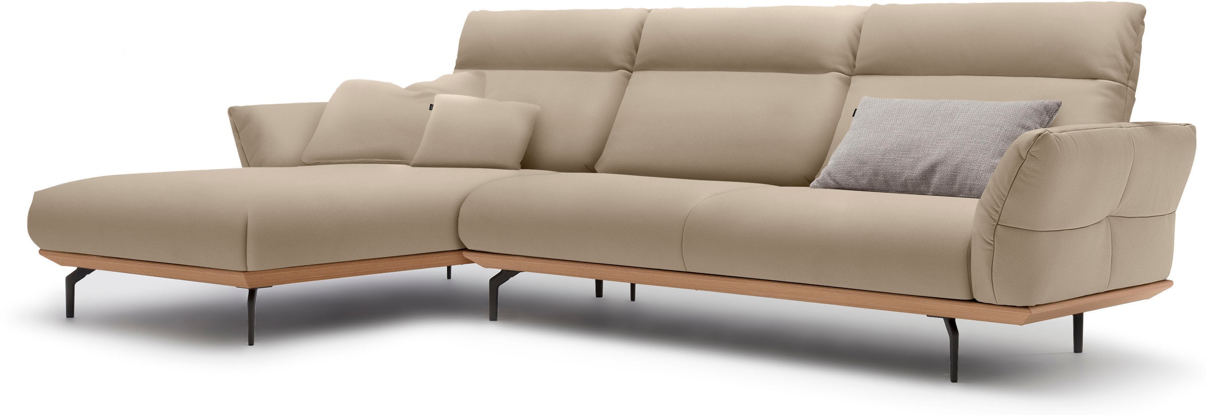 Creation BY ROLF BENZ Ecksofa »CR.460«, Sockel in Eiche, Winkelfüße in Umbragrau, Breite 318 cm