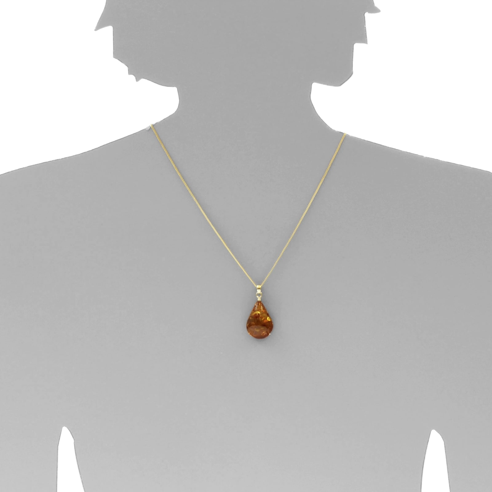 OSTSEE-SCHMUCK Kette und Anhänger Set »- Tropfen ca. 26 mm lang - Gold 333/000 - Bernstein«