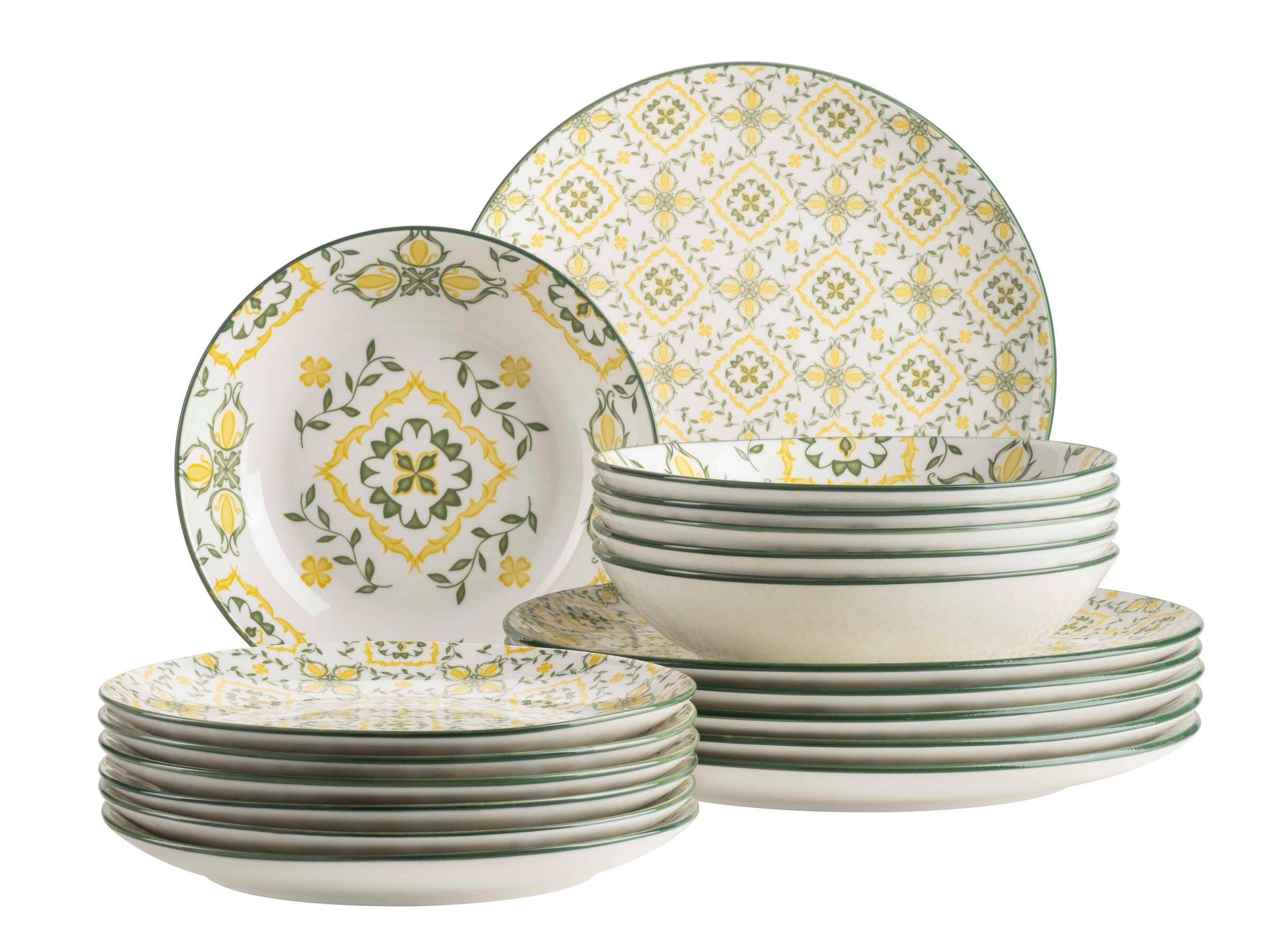 Mäser Gelb Grün Weiß Teller-Set "Granada" Geschirr-Set Service von Baur