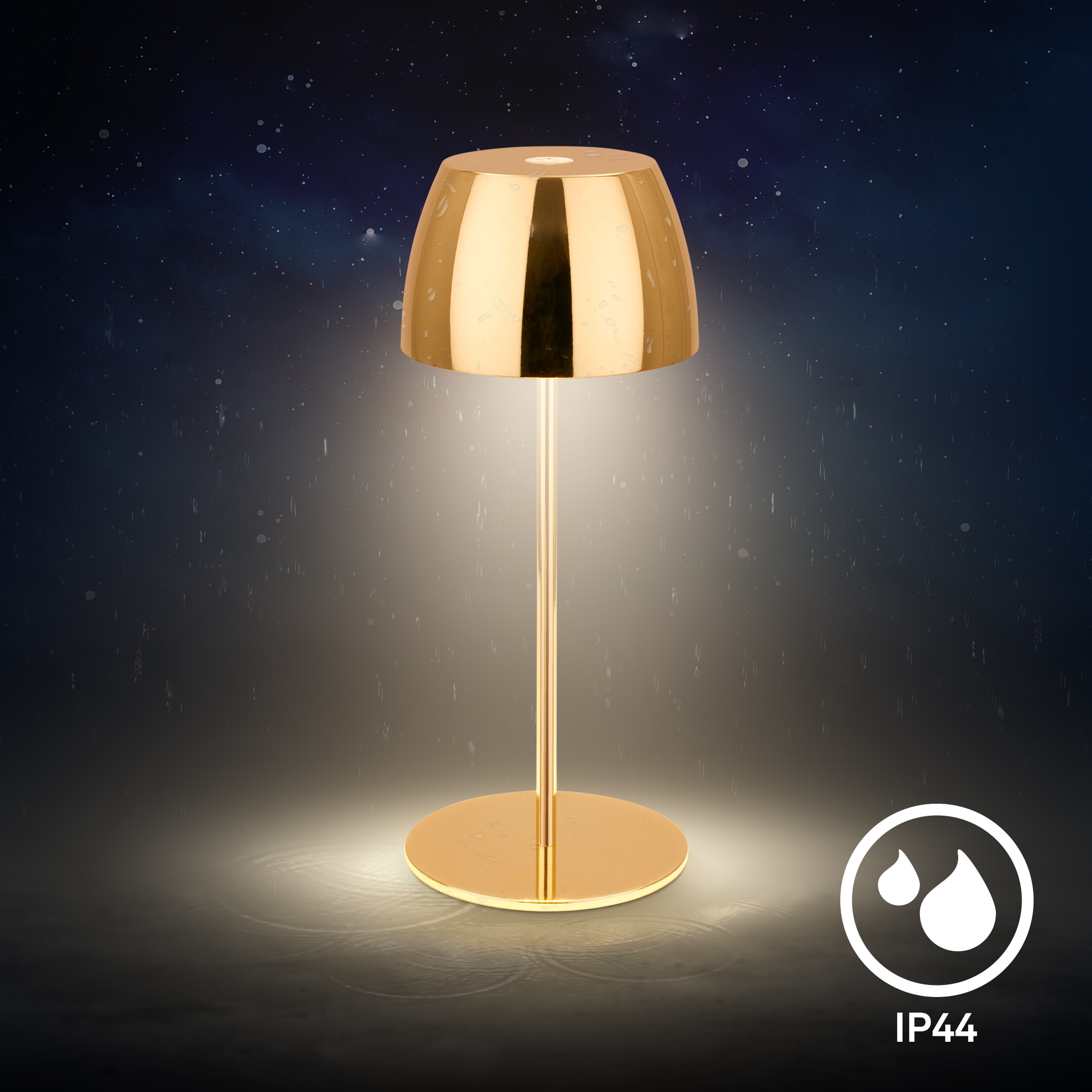 Briloner Leuchten LED Außen-Tischleuchte »SERINA MINI« LED-Modul 2 Stk. Warmweiß kabellos 20 x 8 cm Goldfarbig 2,5W Wohnzimmer Schlafzimmer 2er-Set