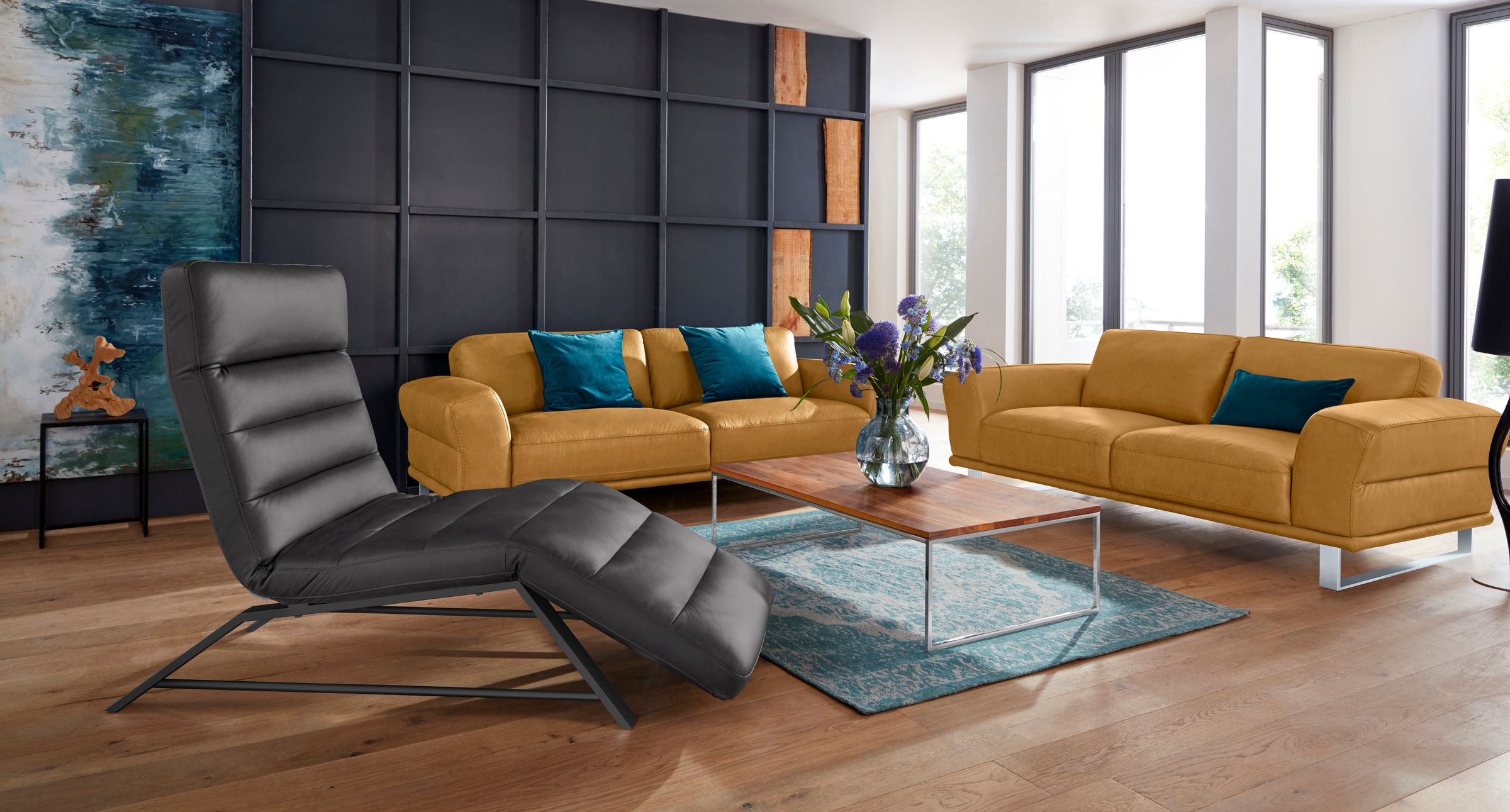W.SCHILLIG 2,5-Sitzer »montanaa«, mit Metallkufen in Silber matt, Breite 212 cm