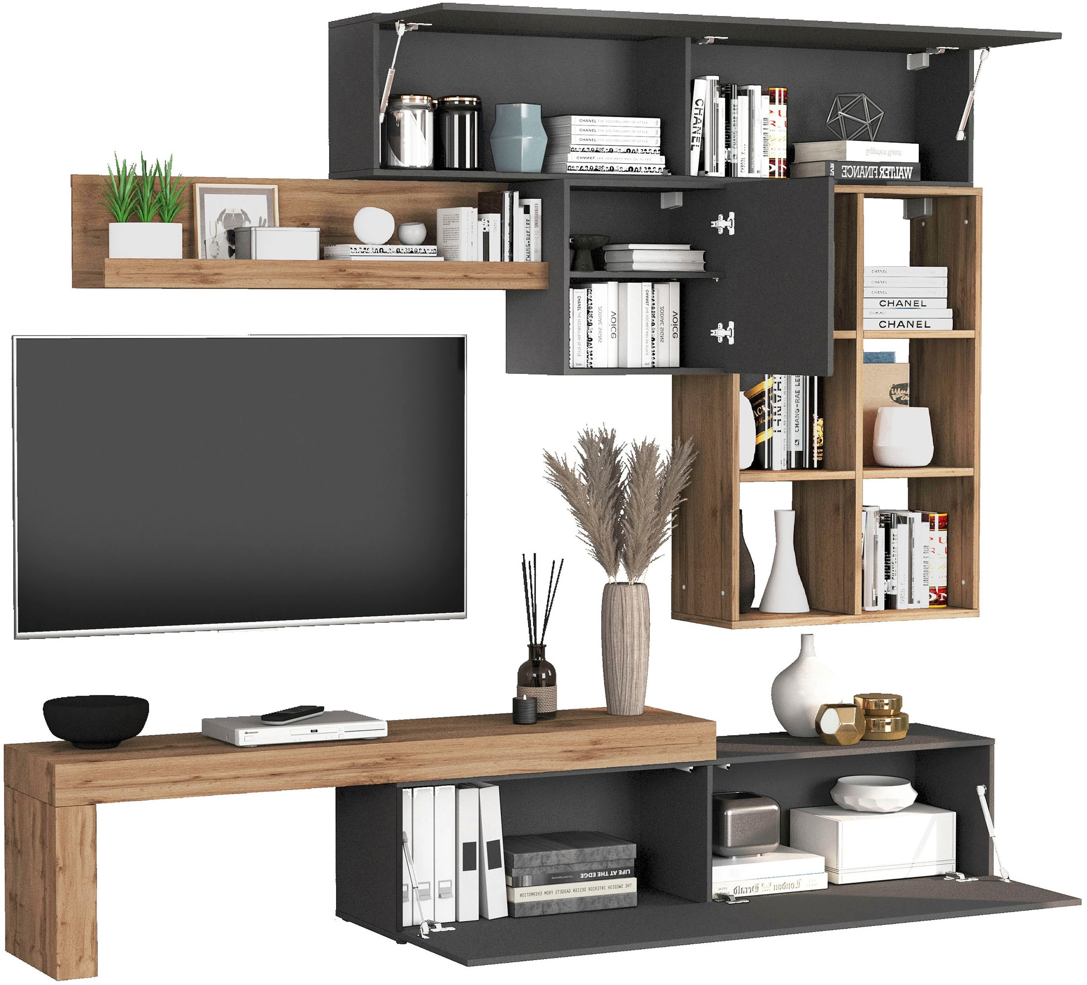 INOSIGN Wohnwand »Chronos Wohnwand, Medienwand, 5-er set« 5 Stk. tlg.