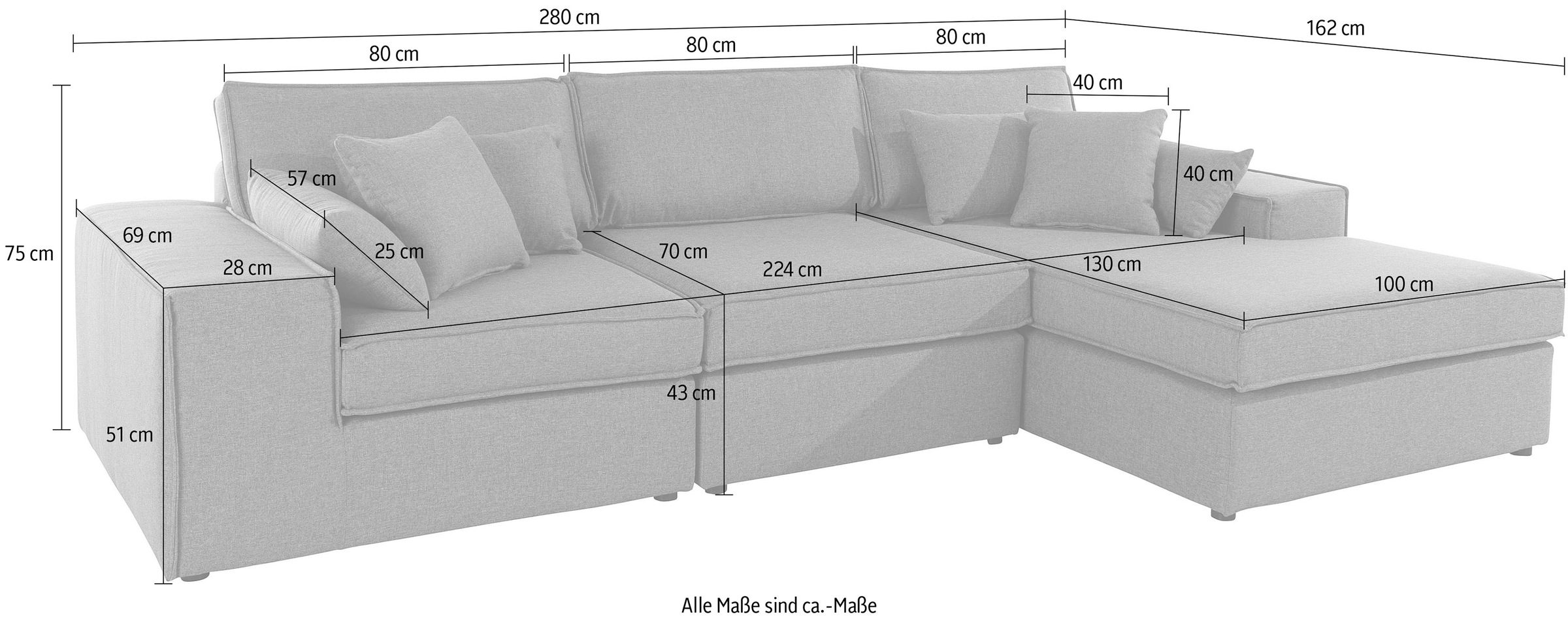 RAUM.ID Ecksofa »Florid L-Form«, 3 Teile, bestehend aus Modulen, viele Bezugsqualitäten, auch in Cord