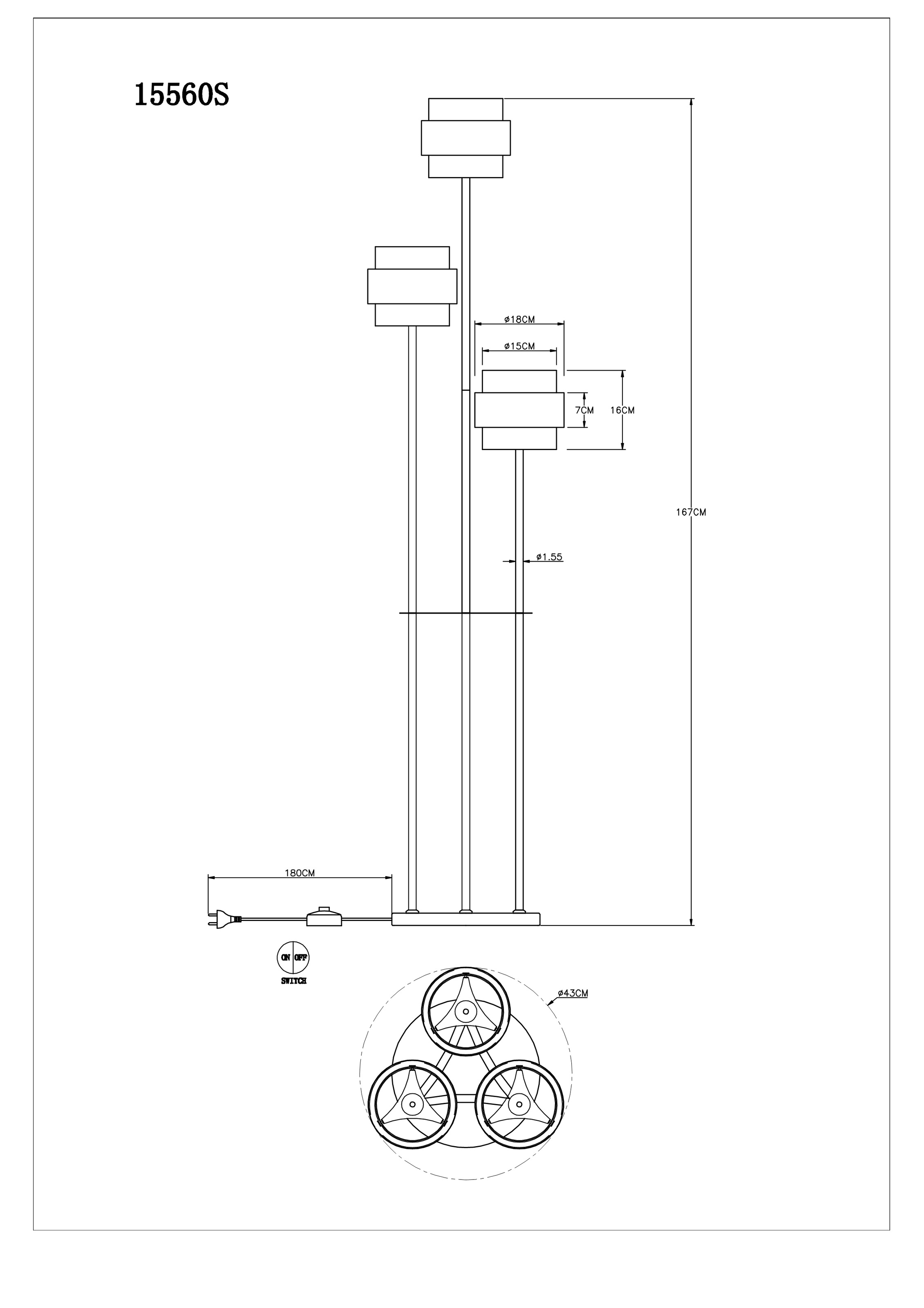 GLOBO LIGHTING Stehlampe »MILLEY«, Leuchtmittel E27 | ohne Leuchtmittel, Stehleuchte/Glas/Messingring/Wohnzimmer/Schlafzimmer/Flur