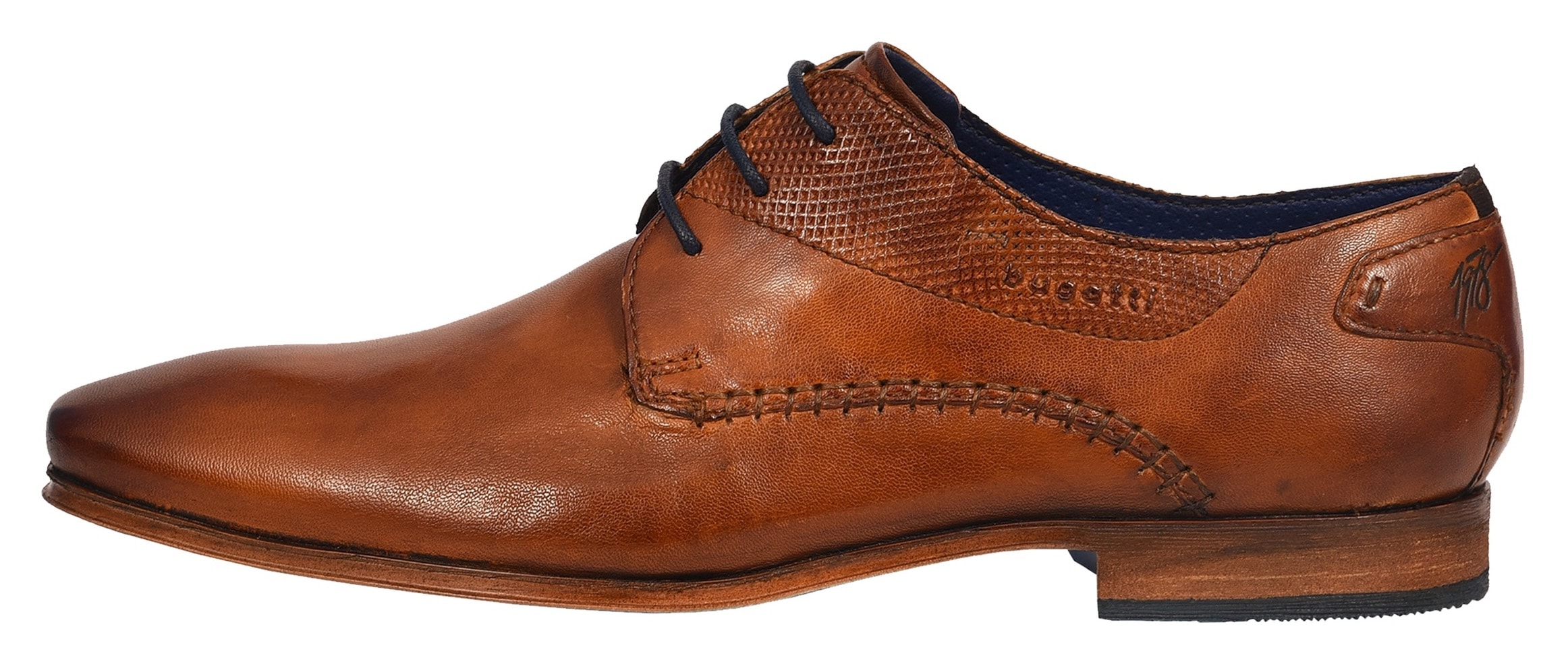 bugatti Schnürschuh, Blockabsatz, Abendschuh, Businessschuh in eckiger Karreeform