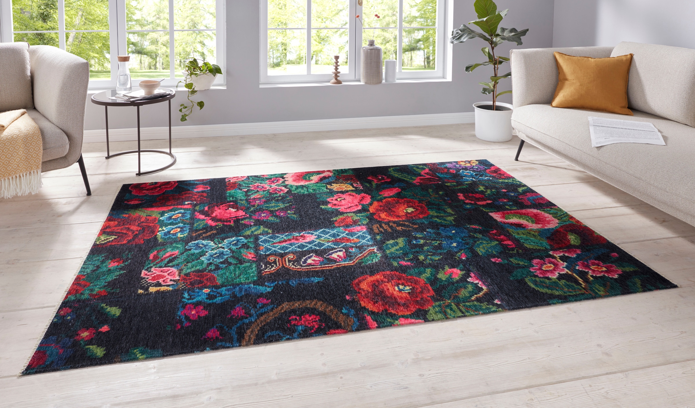 | Dolnar«, Patchwork Rosen, Design BAUR Teppich »Kelim Floral, NOURISTAN rechteckig, Orient kaufen Pflegeleicht, Robust, Optik, Blumen