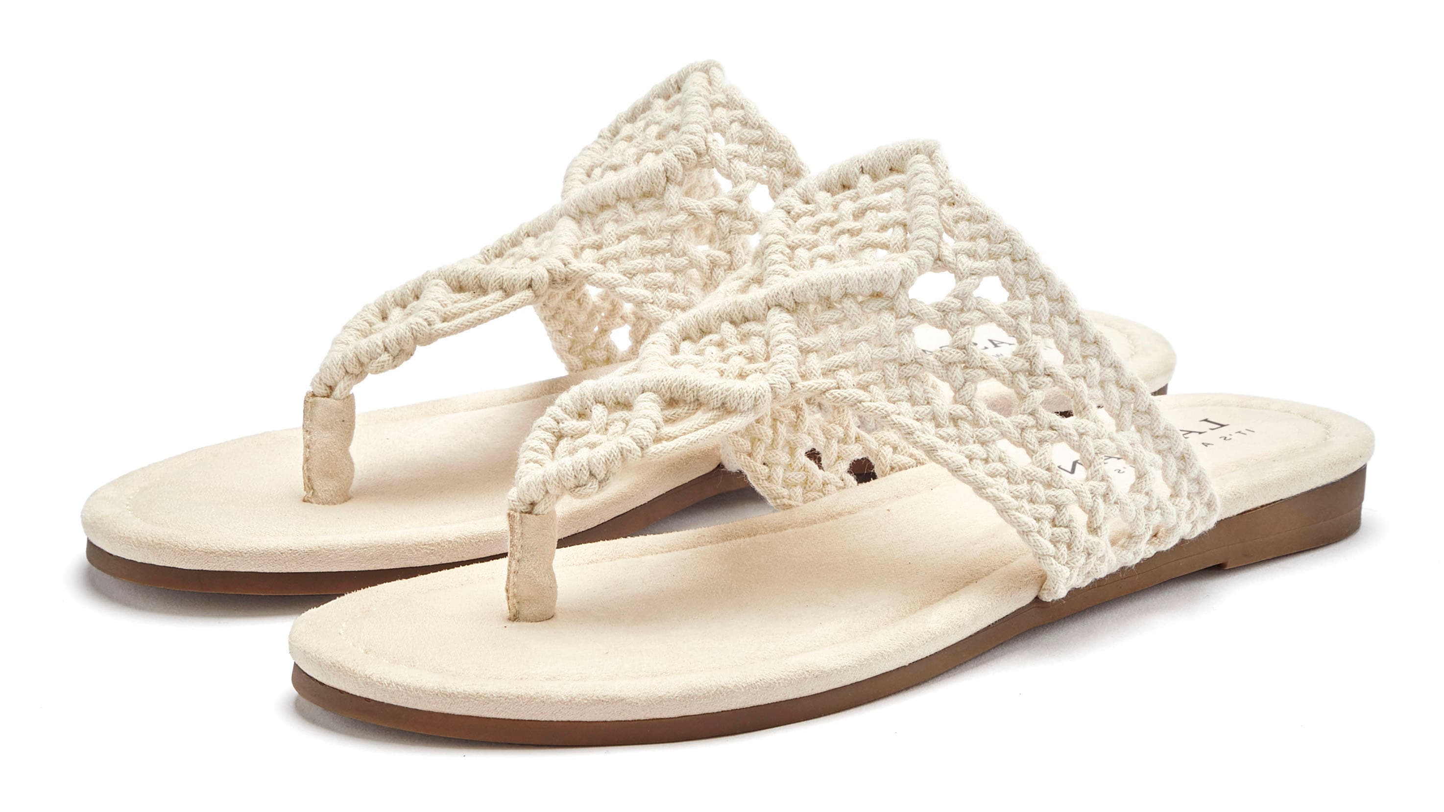 LASCANA Pantolette "Sommerschuh, Zehentrenner, Sandale, offener Schuh, Mule," mit trendiger Häkeloptik VEGAN