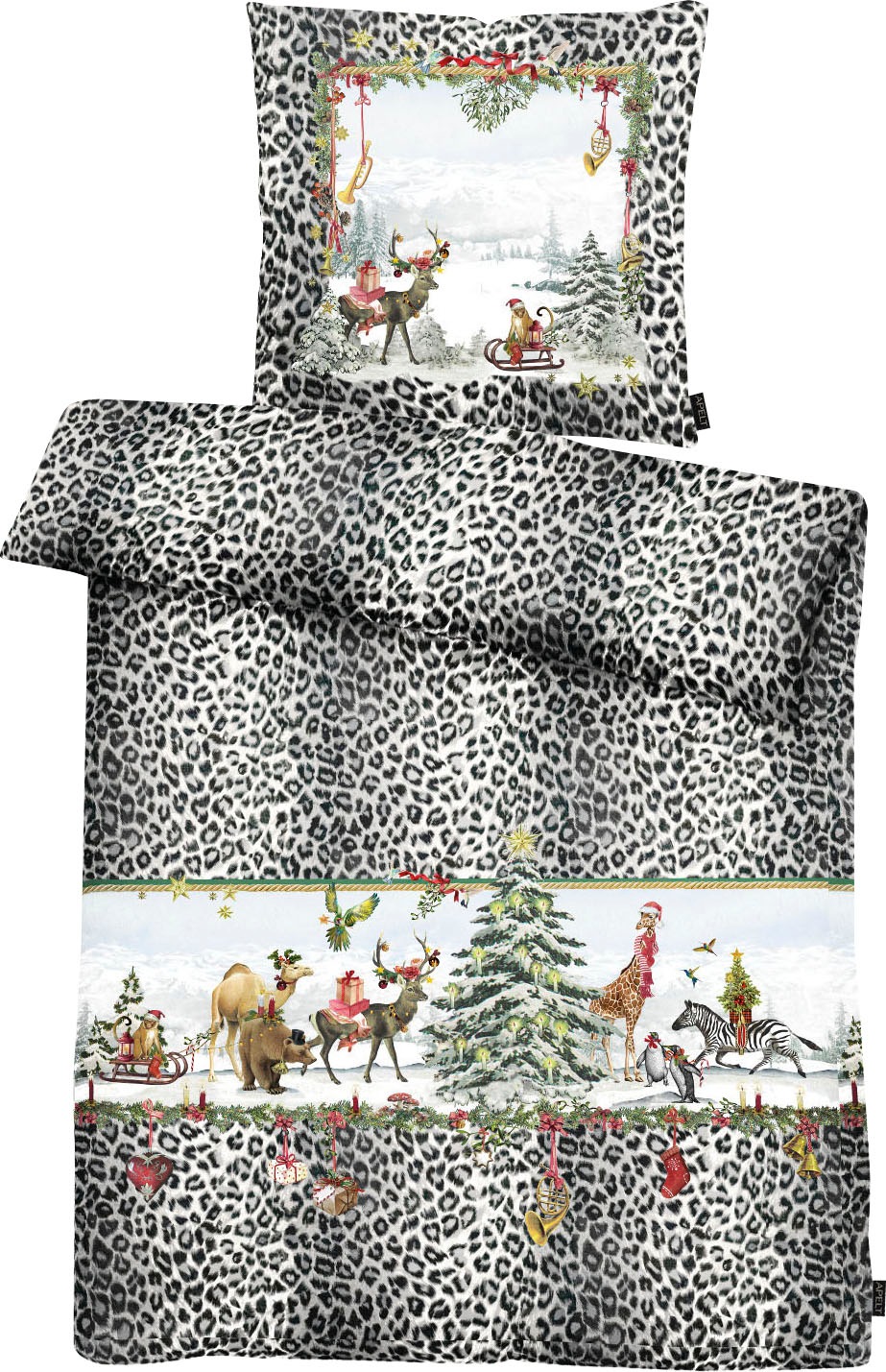 APELT Bettwäsche "Hugo" 2 Stk. Winterwelt mit exotischen Tieren und Leoprin günstig online kaufen