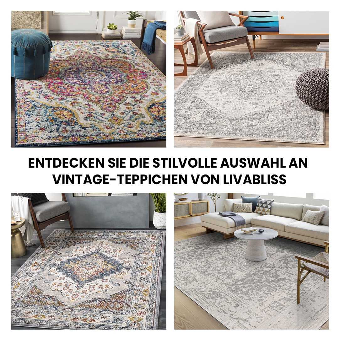 Livabliss Teppich »MUNICH«, rund, 11 mm Höhe, Vintage Orientteppich, Kurzflor Boho Wohnzimmerteppich, Läufer, ⌀160cm