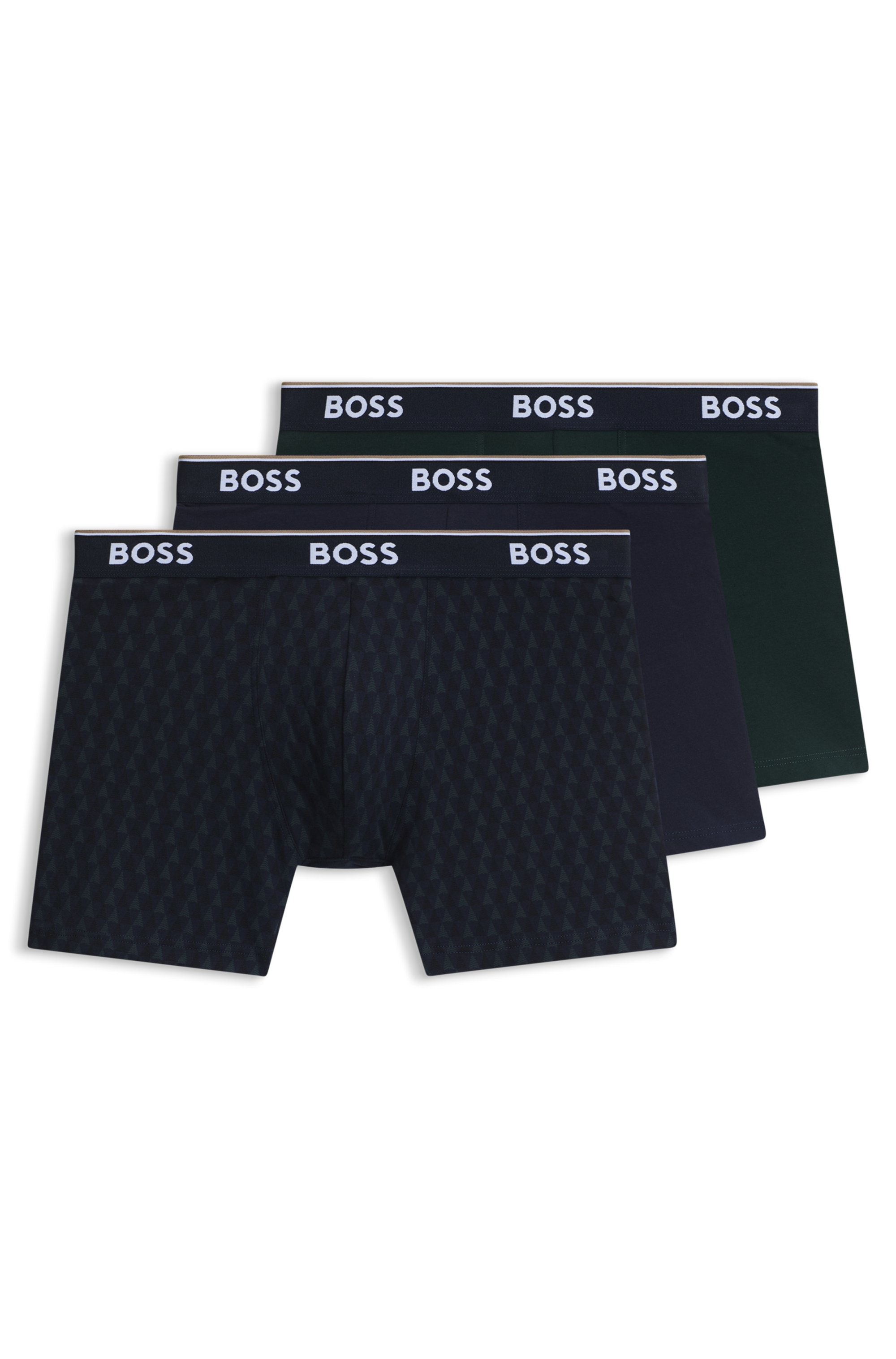 BOSS Boxershorts Packung, 3 Stk. längeres Bein, anliegend, aus Stretch-Baumwolle