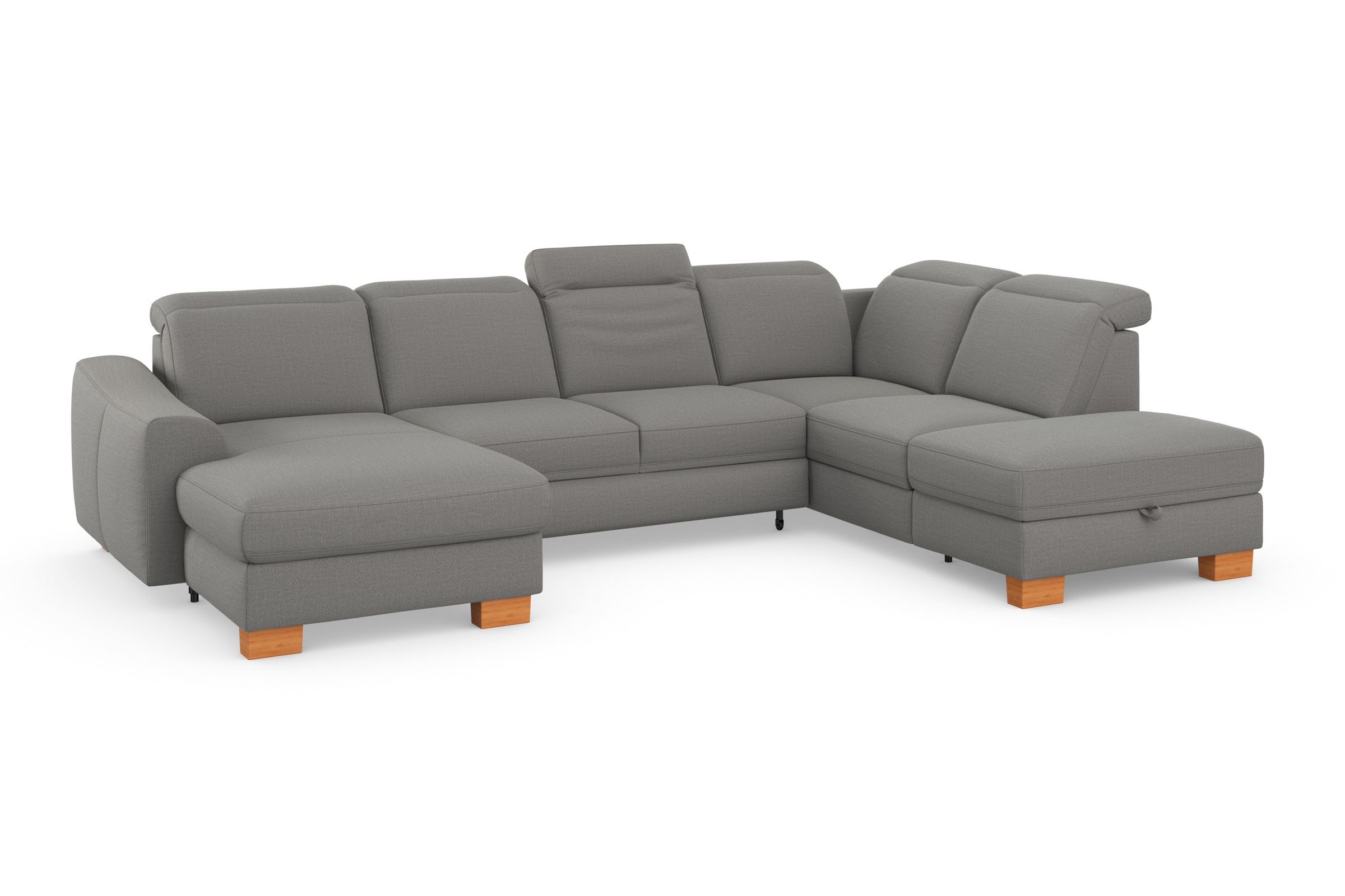 sit&more Wohnlandschaft »Dundee U-Form«, mit Federkern und Massivholzfüßen, wahlweise mit Kopfteilverstellung