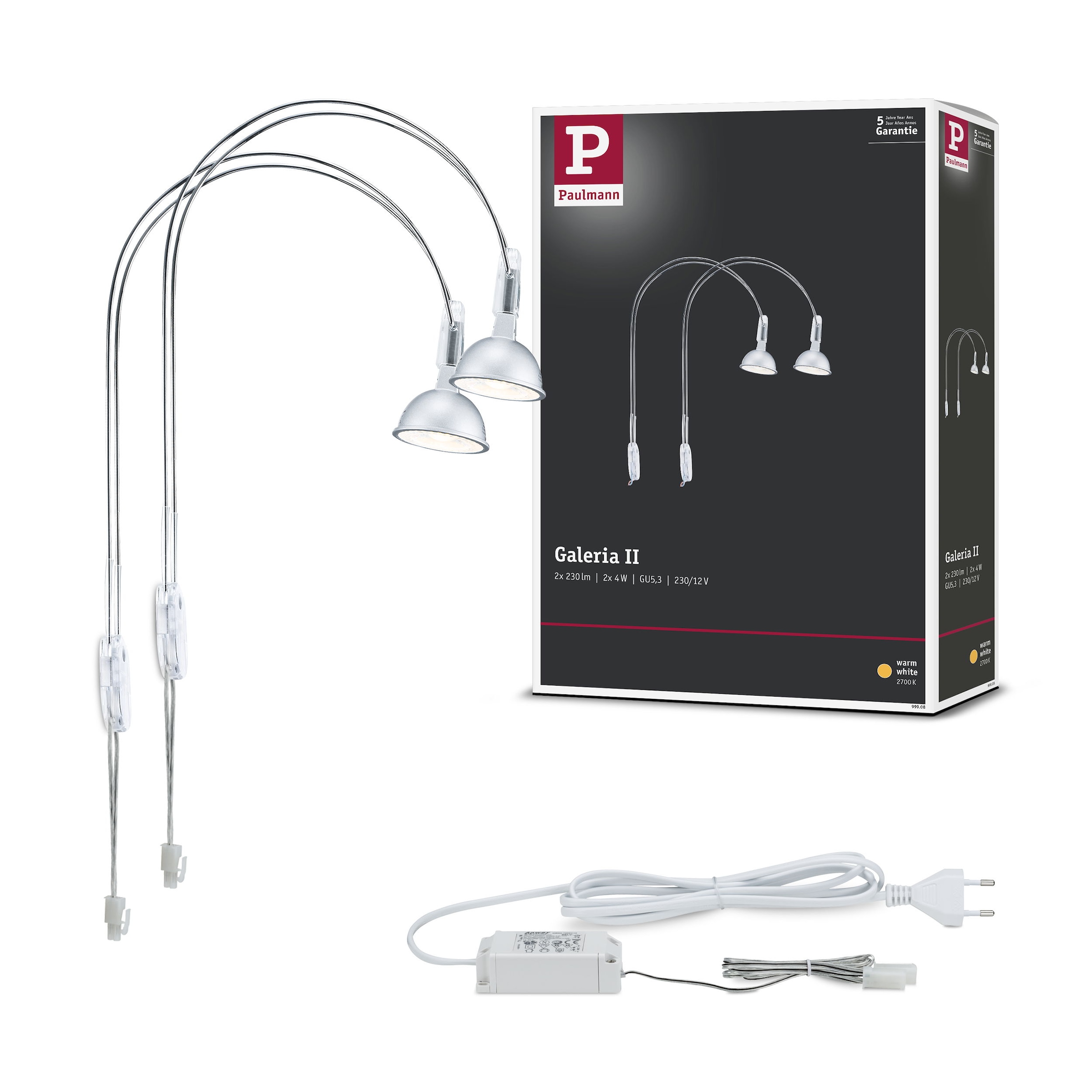 Paulmann LED Bilderleuchte »Galeria LED II Chrom inkl. Leuchtmittel 2x4W GU5,3«, 2 flammig, Leuchtmittel GU 5,3 | LED fest integriert