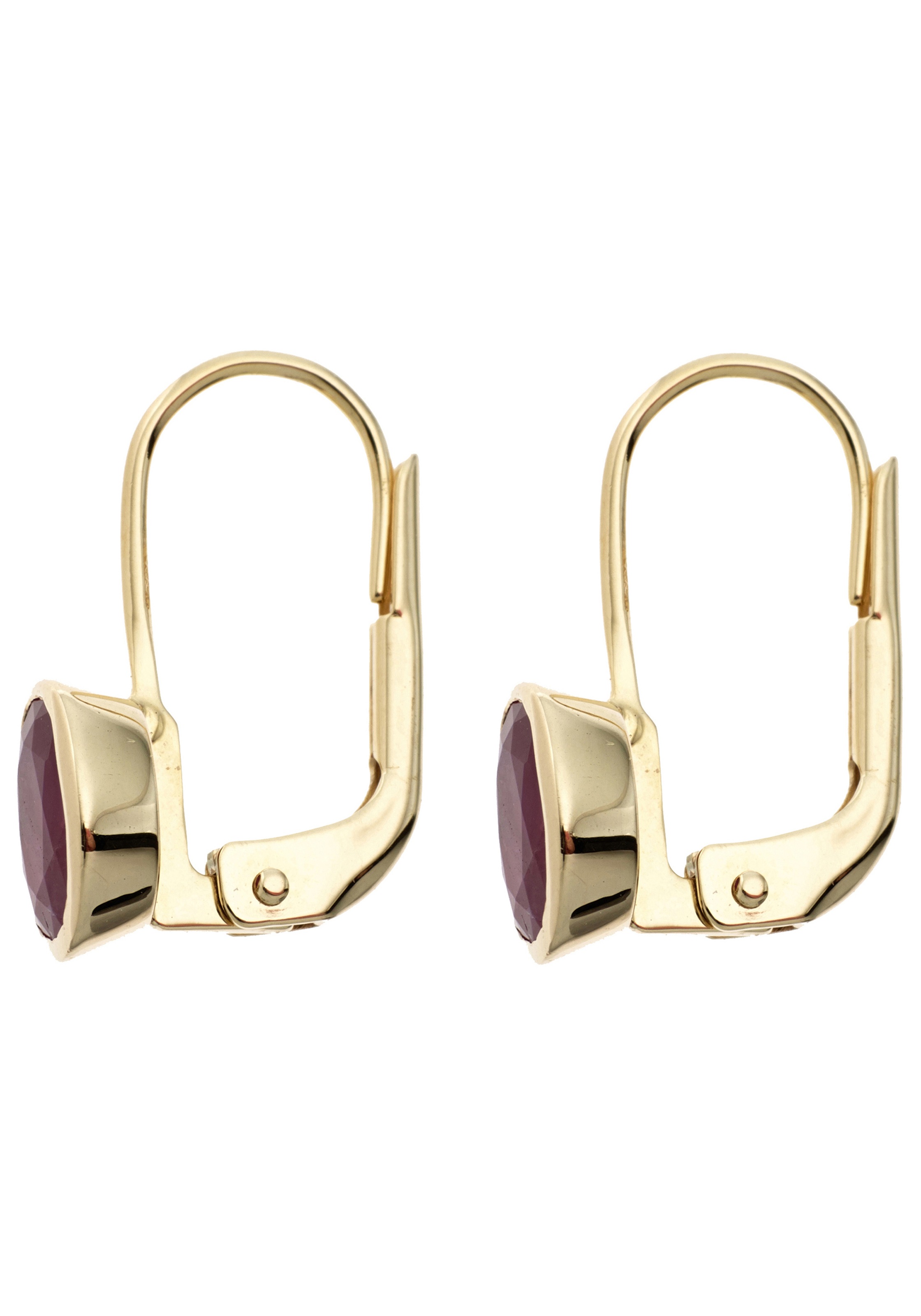 JOBO Oval Ruby Earrings Yellow Gold 2