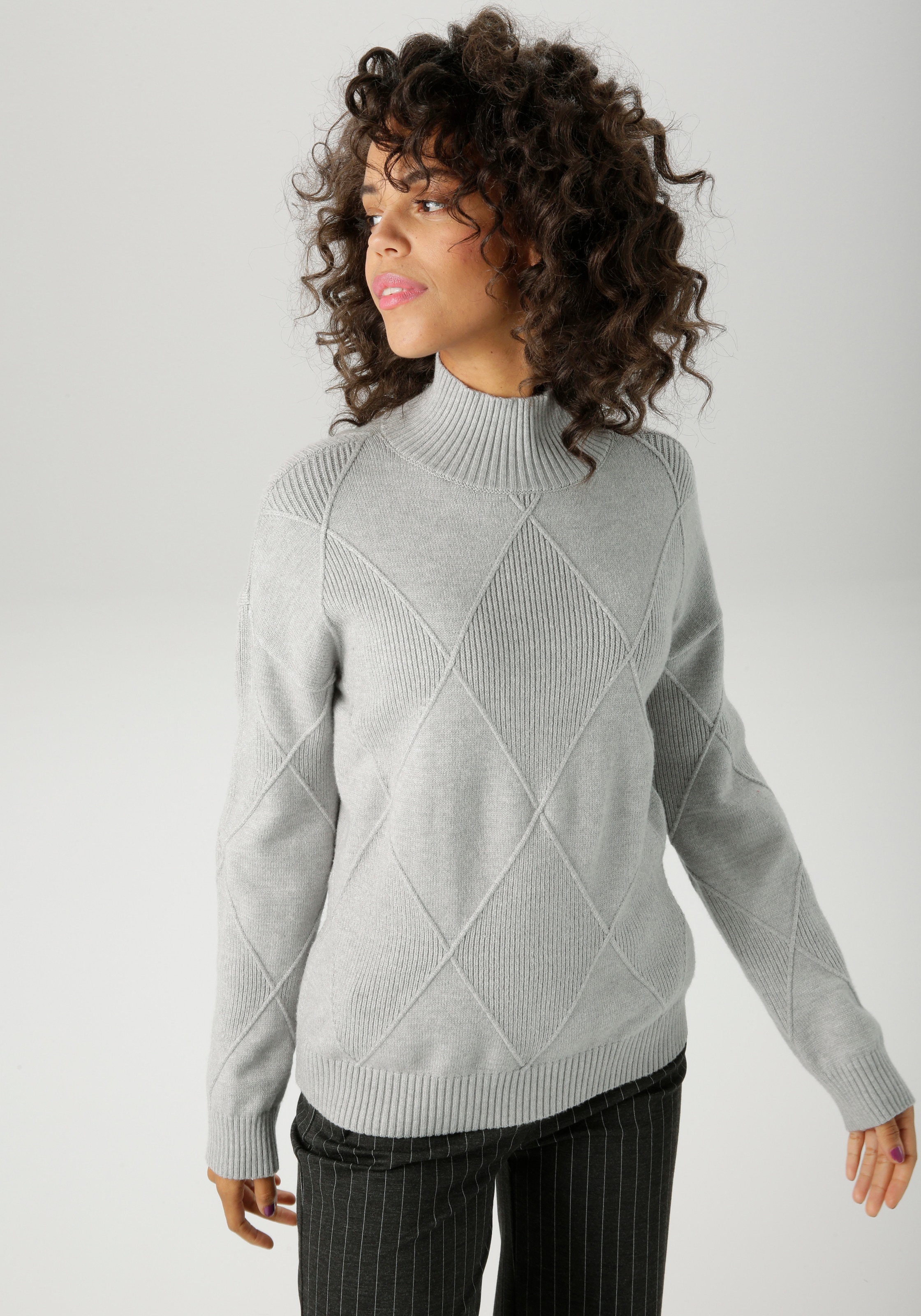 Aniston CASUAL Strickpullover im trendigen Rauten-Muster günstig online kaufen