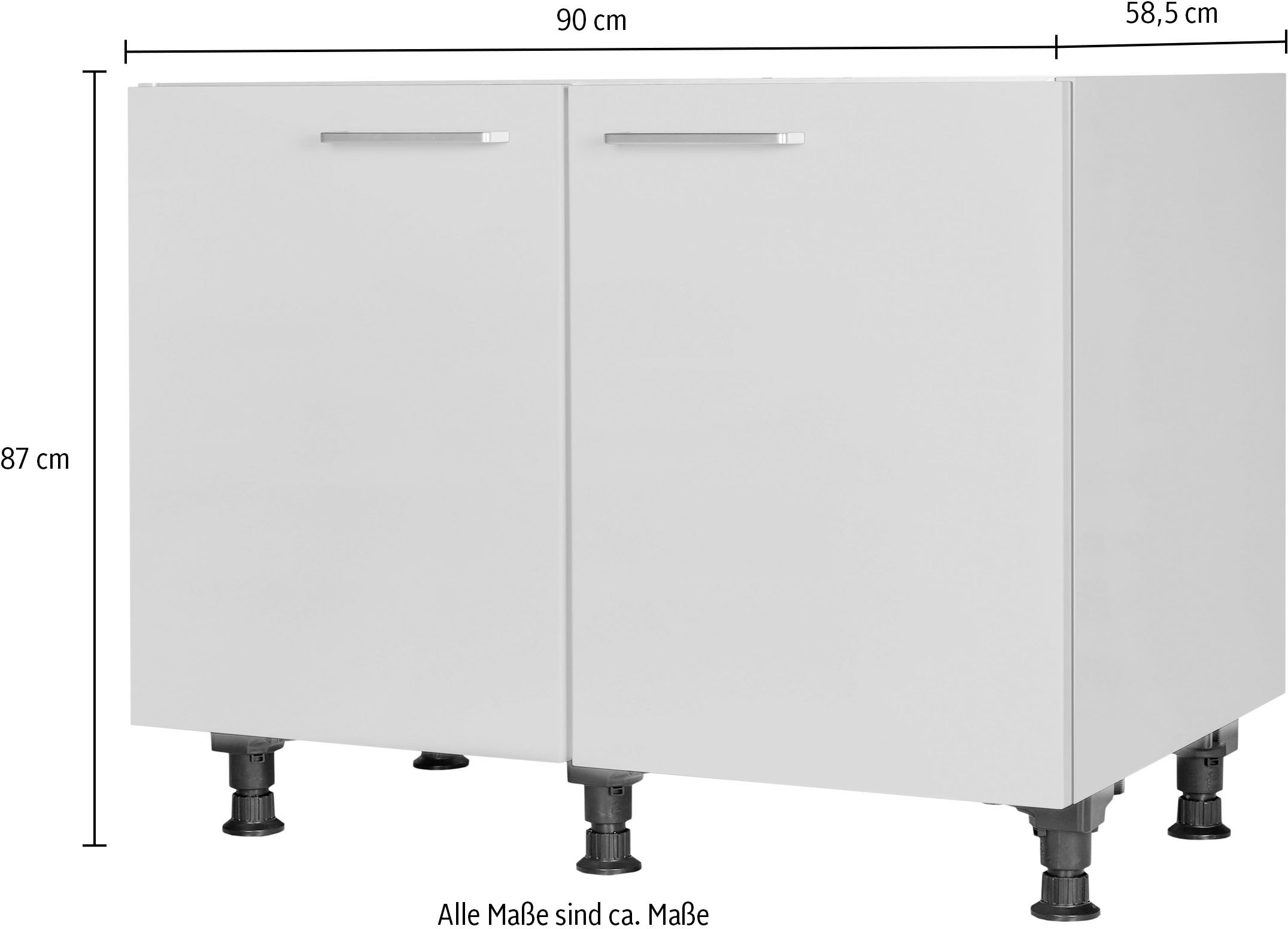 nobilia® Spülenschrank »"Touch", vormontiert, mit höhenverstellbaren Sockelfüßen,«, Breite 90 cm