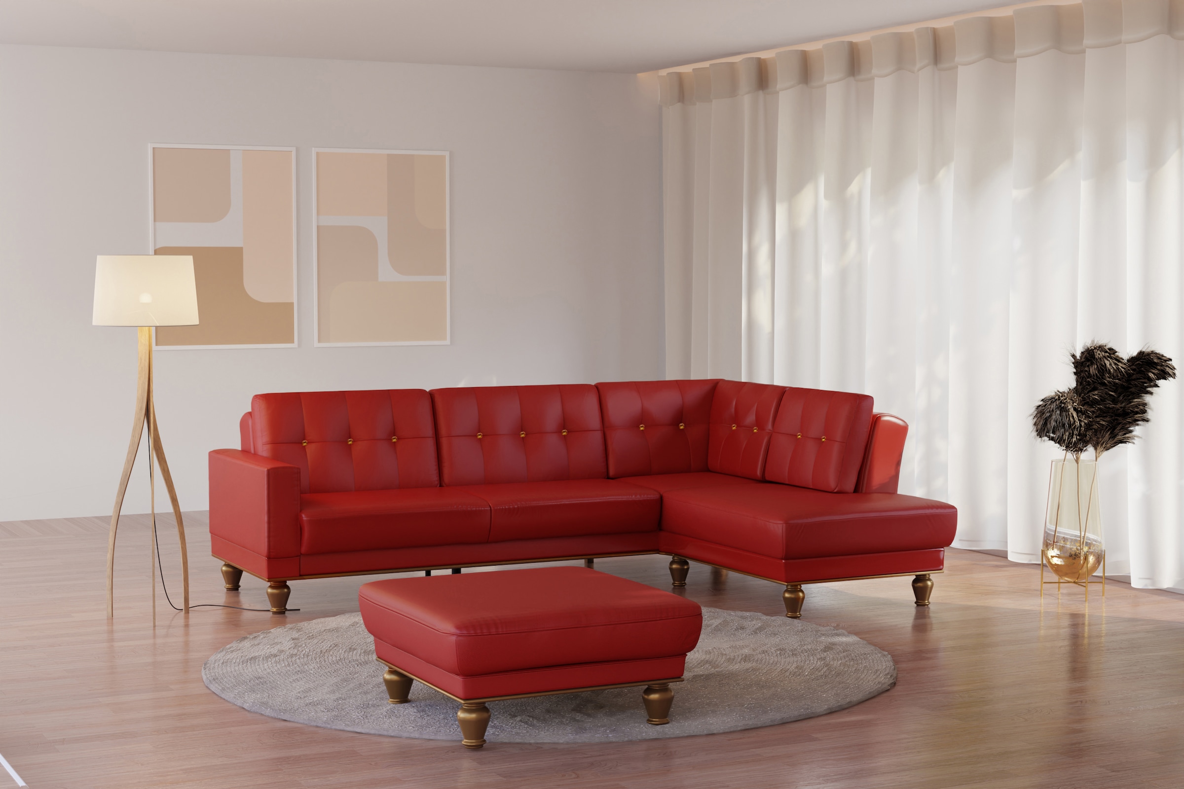 sit&more Polsterhocker "Orient 5", goldfarbene Füße günstig online kaufen