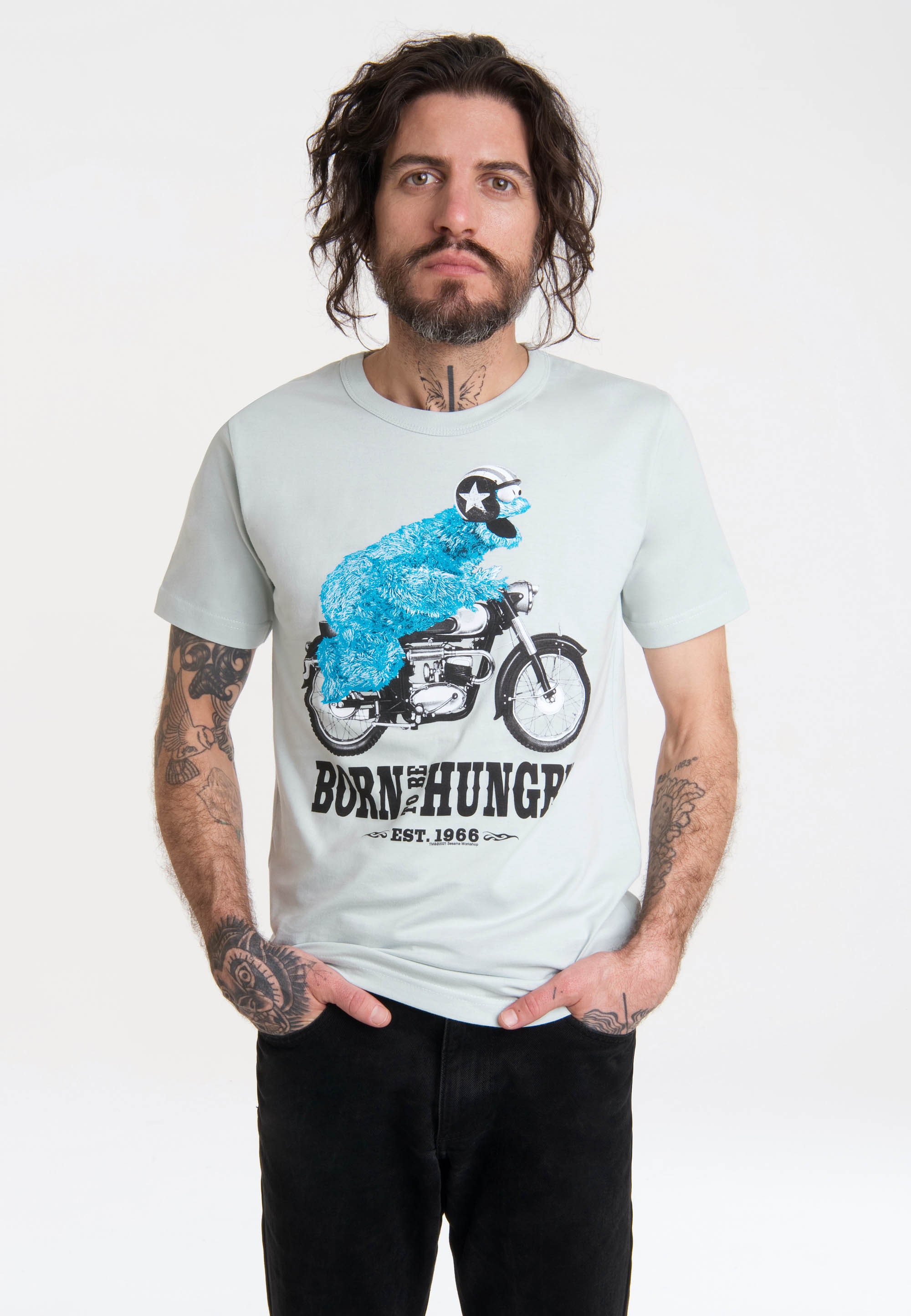 LOGOSHIRT "Sesamstraße - Krümelmonster Motorrad" mit lizenziertem Print