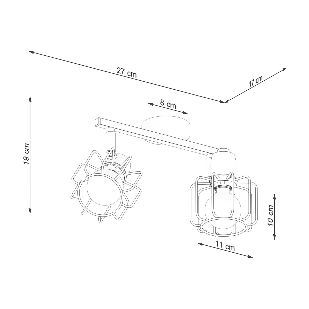 SOLLUX lighting Deckenleuchte »BELUCI«, 2 flammig, Leuchtmittel E14 | ohne Leuchtmittel, beweglicher Lampenschirm