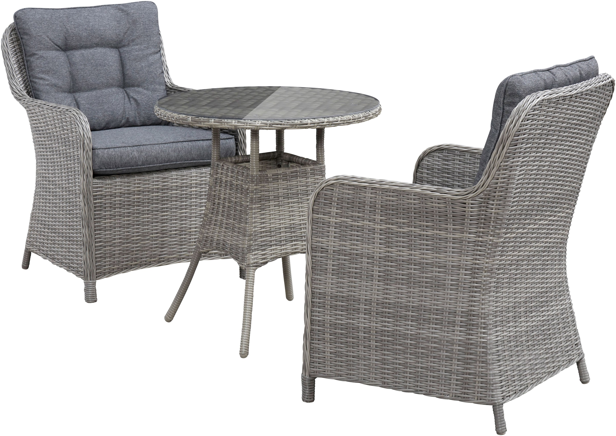 KONIFERA Garten-Essgruppe "Menorca" Set, 2x Sessel, 1x Tisch Ø 70 cm, inkl. günstig online kaufen