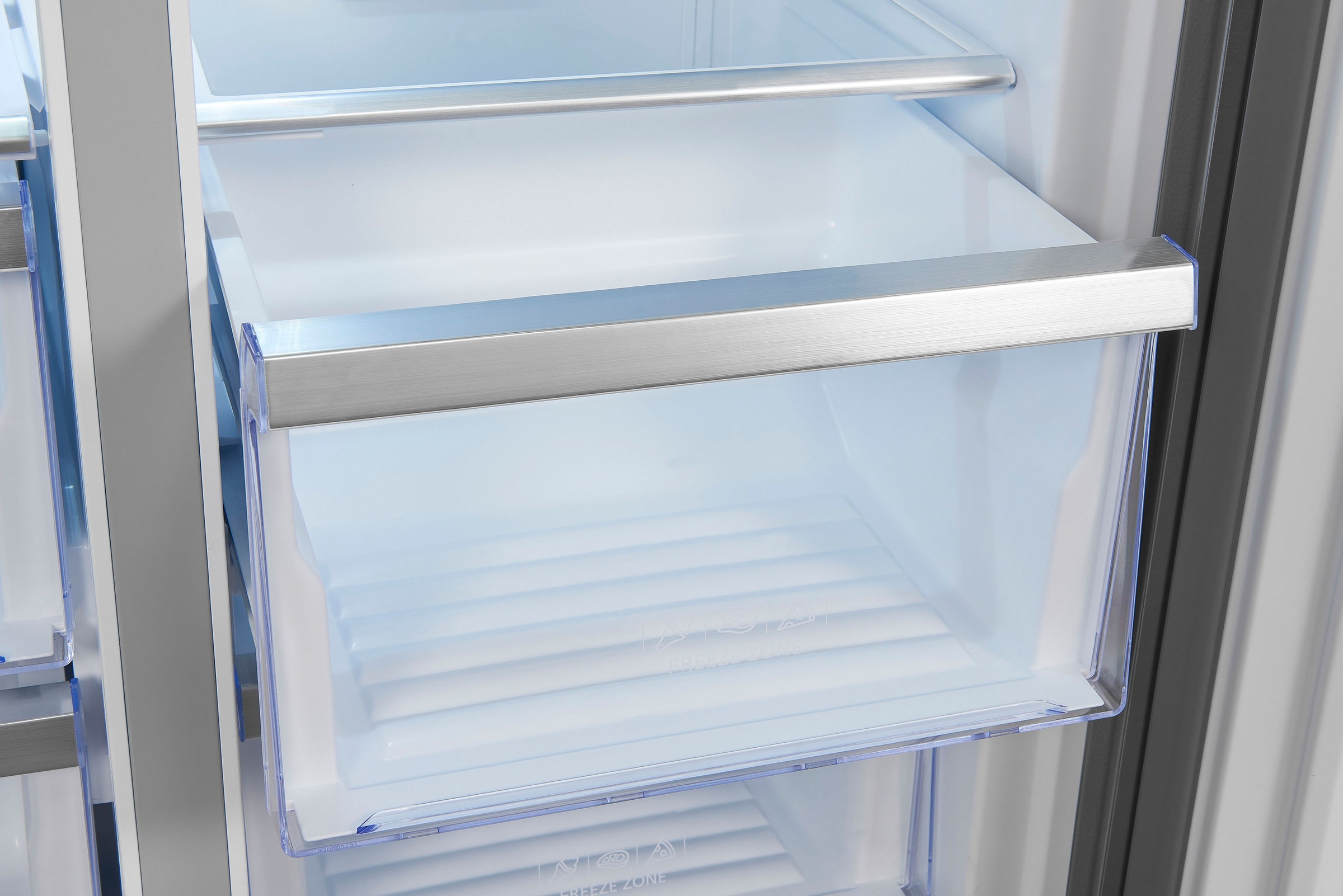 exquisit Multi Door »MD430-100-WS-200E inoxlook«, 432 L Volumen, Total NoFrost, Schnellgefrieren, 4 Sterne