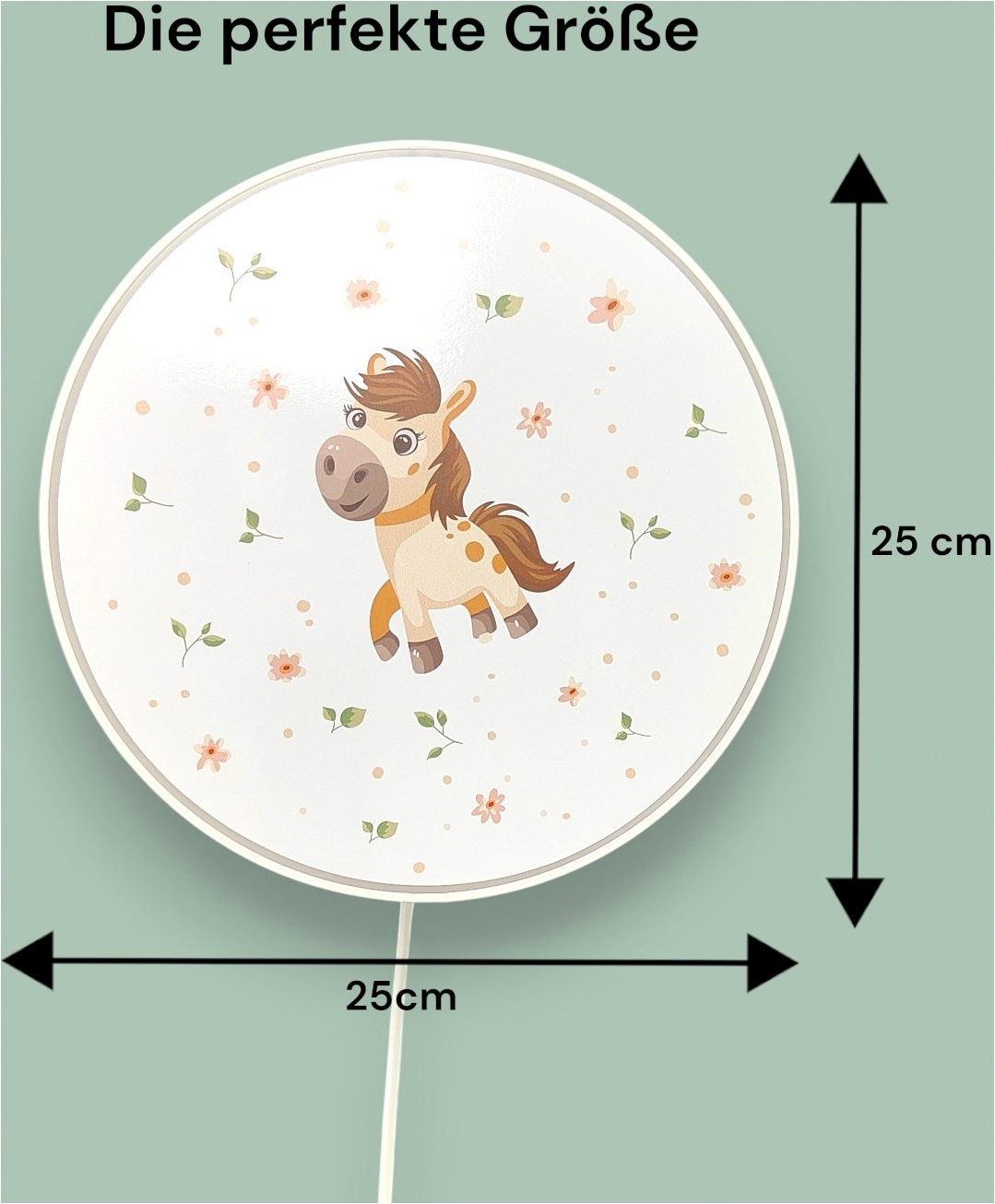 niermann Wandleuchte »Kinderlampe mit Motiv "Pony Paula", Kinderzimmer« E14 1 Stk. bruchsicheres Gehäuse, Schalter im Anschlusskabel, Made in Germany