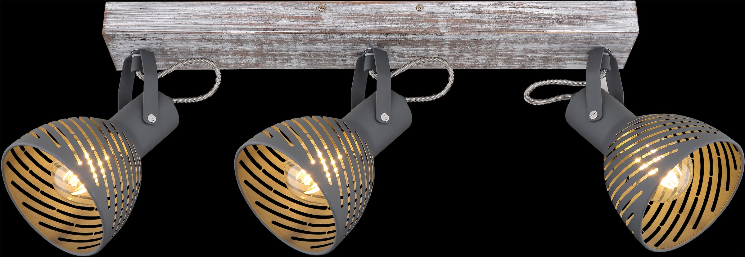 GLOBO LIGHTING Deckenspot »MORI« E27 1 Stk. Weiß getünchter Holz-Strahler mit blauen Metall-Schirmen