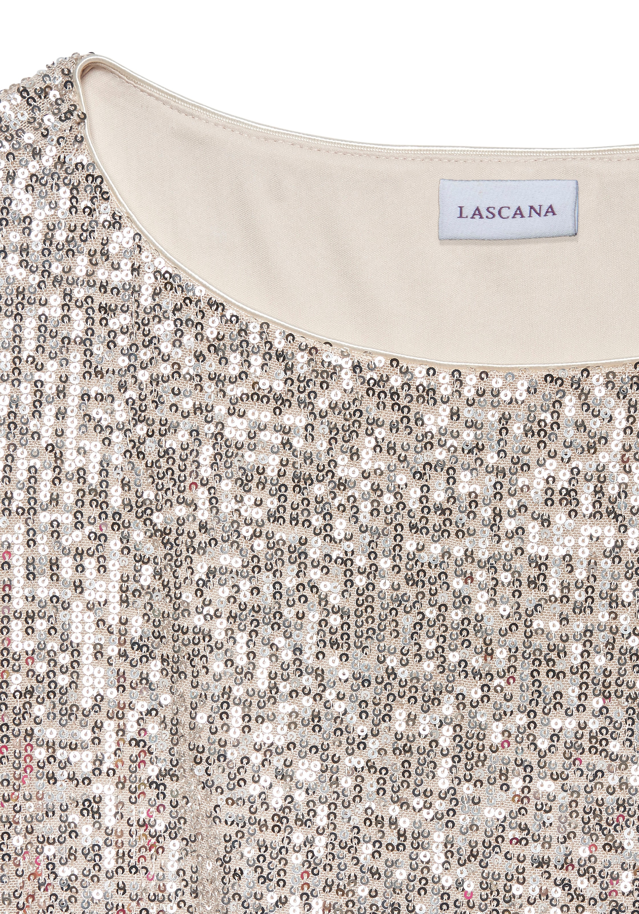 LASCANA Paillettenshirt, mit weiten Ärmeln, festliches Glitzershirt, Partyshirt