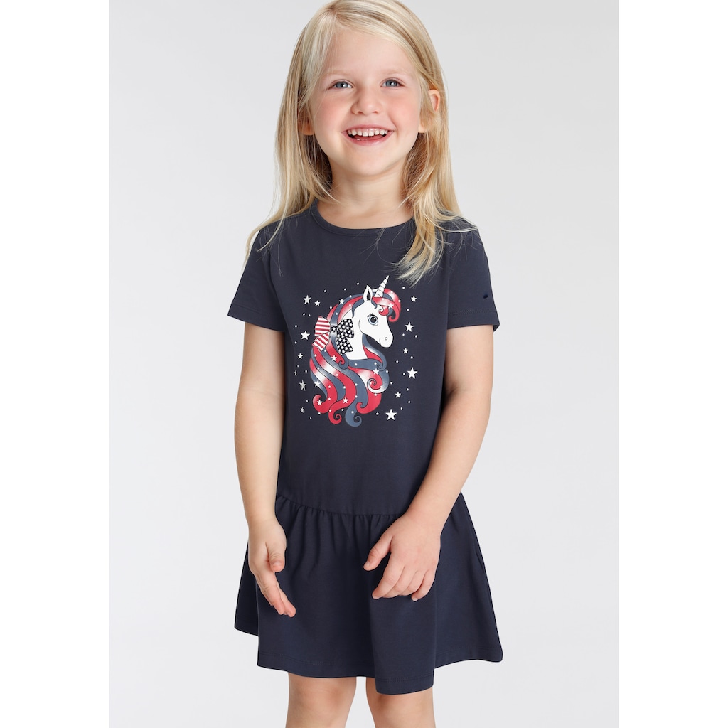 KIDSWORLD Jerseykleid »Einhorn«, mit süßem Volant am Saum