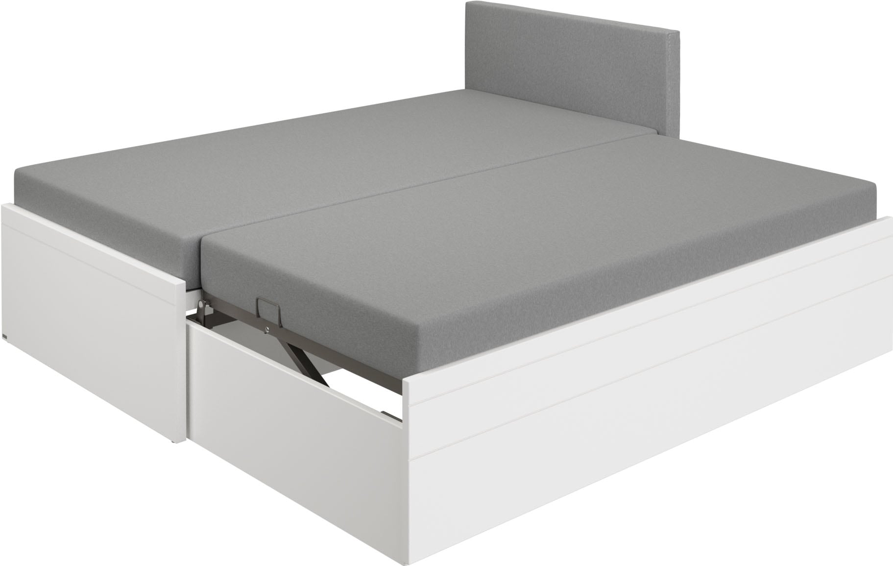 PAIDI Jugendbett "FLYNN in verschiedenen Ausführungen, Ausziehbett mit 2 Liegeflächen" Gästebett, Metallgestell inkl. Lattenroste, 2-in-1 Funktionsbett