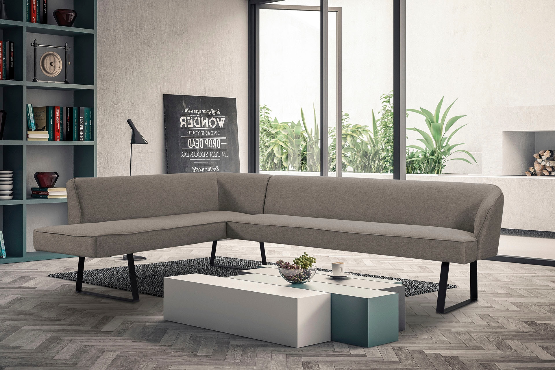 exxpo - sofa fashion Eckbank "Americano", mit Keder und Metallfüßen, Bezug in verschiedenen Qualitäten