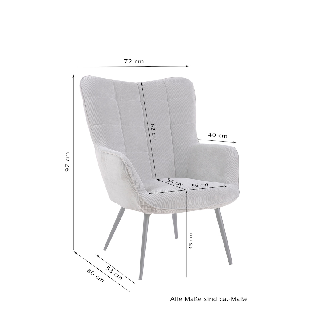 byLIVING Sessel »Uta«, (1 St.), in Cord, Samt oder Webstoff