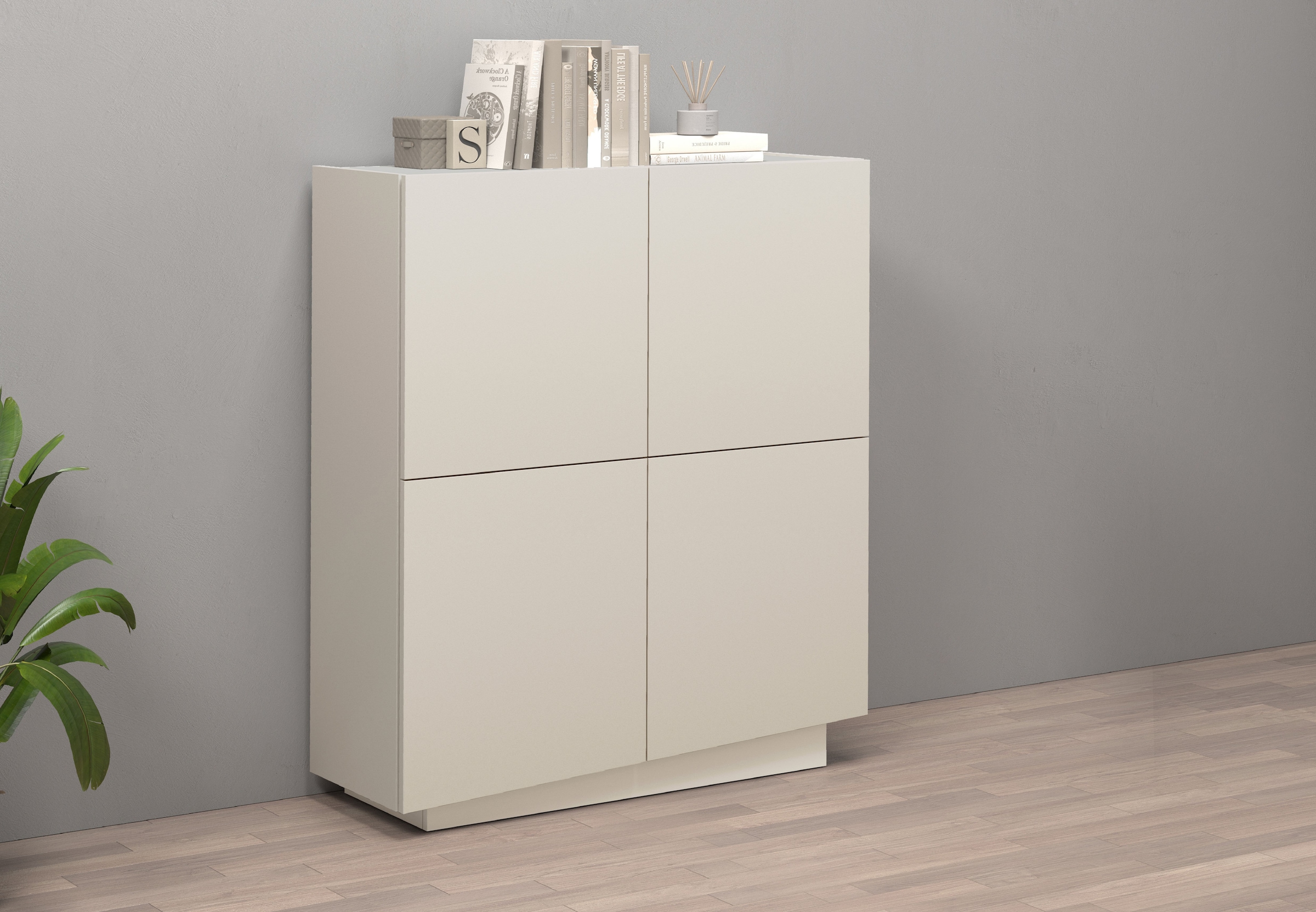 INOSIGN Highboard »VELA, Highboard, Höhe 120 cm,Design mit schrägen Türen«, (1 St.), Made in Italy, Maße-B/T/H: 100x35x120,hohes Sideboard,Anrichte,Kommode