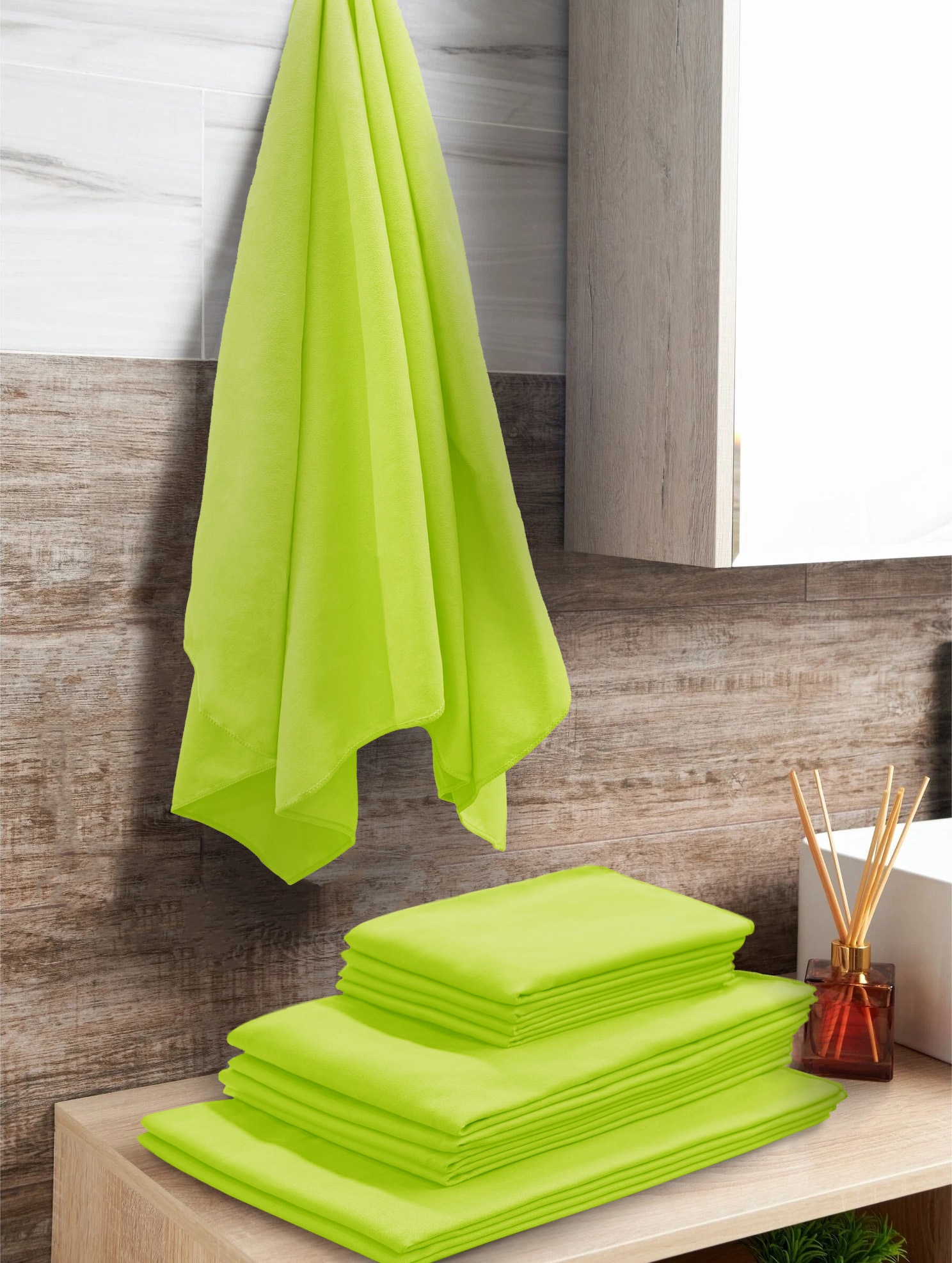 my home Reisehandtuch »Xavi, 4 x 70x140cm ideal als Sporthandtuch, Reisehandtuch«, (4 St.), als Serie und Set, sehr leicht, kompakt, schnelltrocknend, Mikrofaser