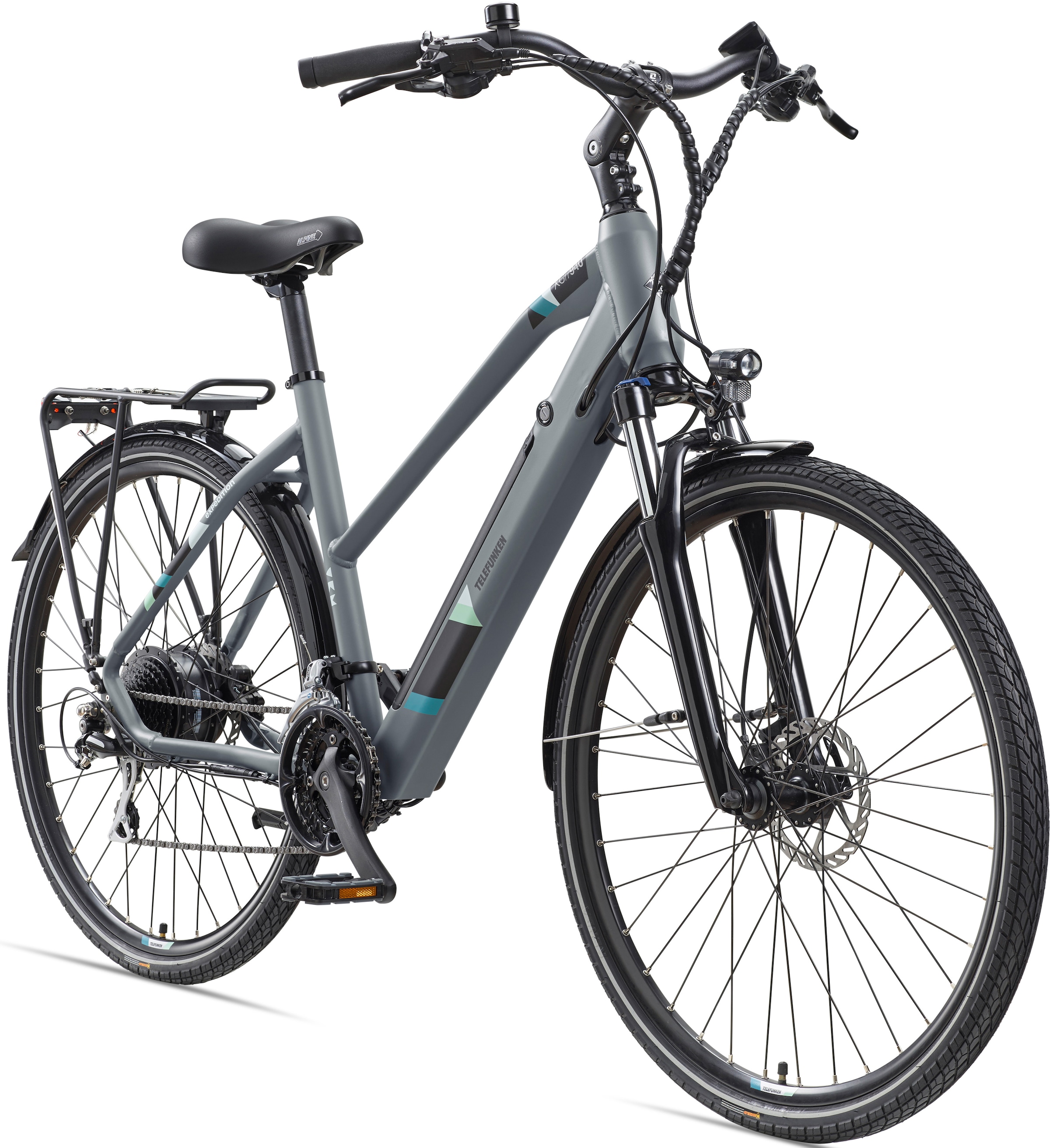 Telefunken E-Bike »Expedition XC940«, 24 Gang, Shimano, Acera, Heckmotor 250 W, (ca. 100 km Reichweite-hydraulische Scheibenbremsen-Straßenzulassung), Trekking Elektrofahrrad, Pedelec, Damen, 28 Zoll, 36 V 417,6 Wh Akku