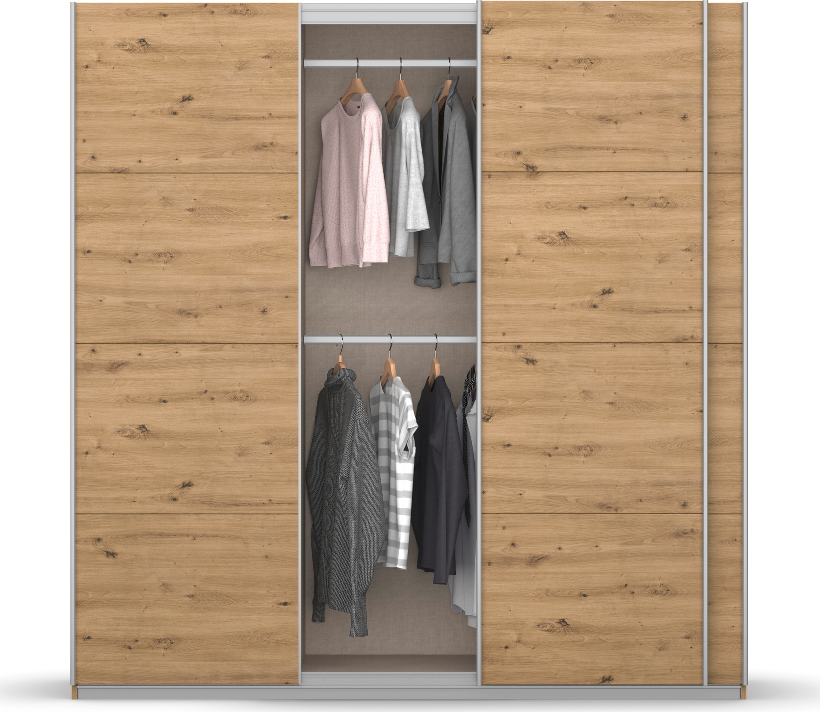 rauch Schwebetürenschrank »Kleiderschrank Schrank Garderobe KOLUNA mit Dekor-Front«, inkl. 2 Innenschubladen sowie extra Einlegeböden MADE IN GERMANY