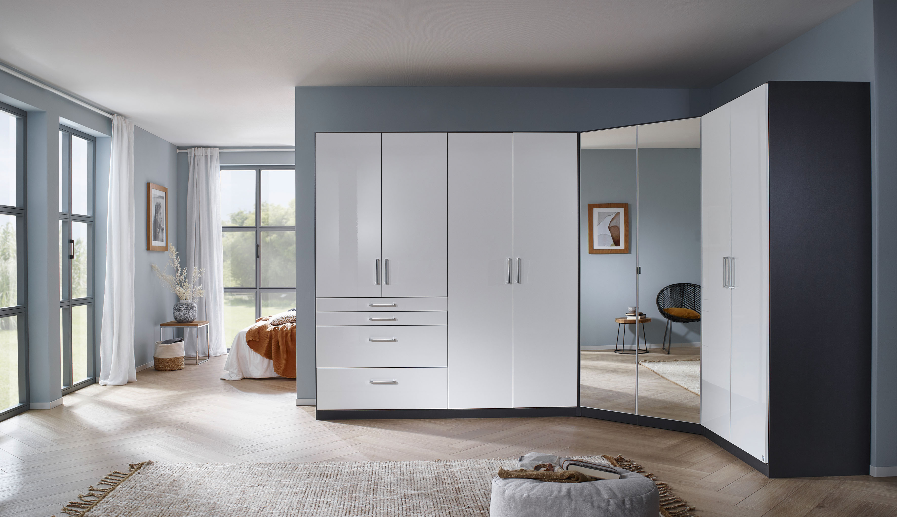 Thumbnail - rauch Schrank-Set "Kleiderschrank Schrank Garderobe Garderobenschrank Eckschrank HOMBURG", viel Stauraum, oberer Schubka...
