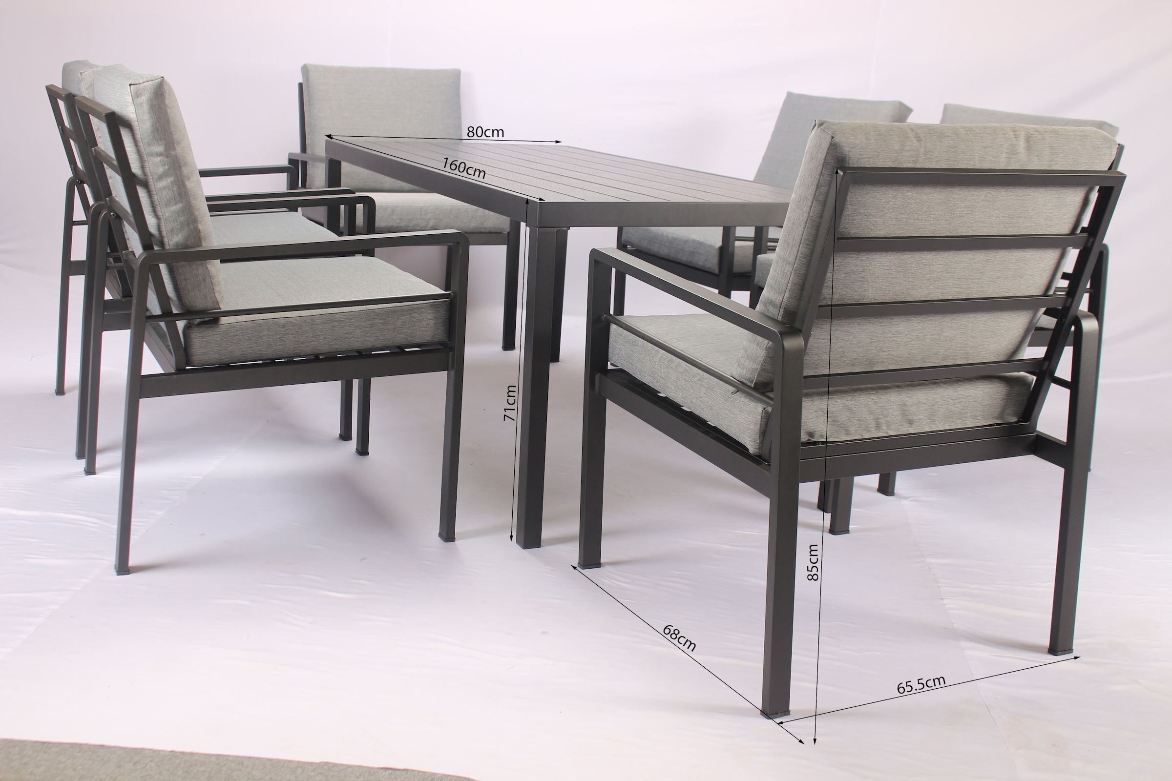 KONIFERA Garten-Essgruppe »»New Jersey«« Set, 6 Sessel, Tisch 80x160x71 cm, inkl. Auflagen, 19 Stk. tlg. Aluminium/Polyrattan