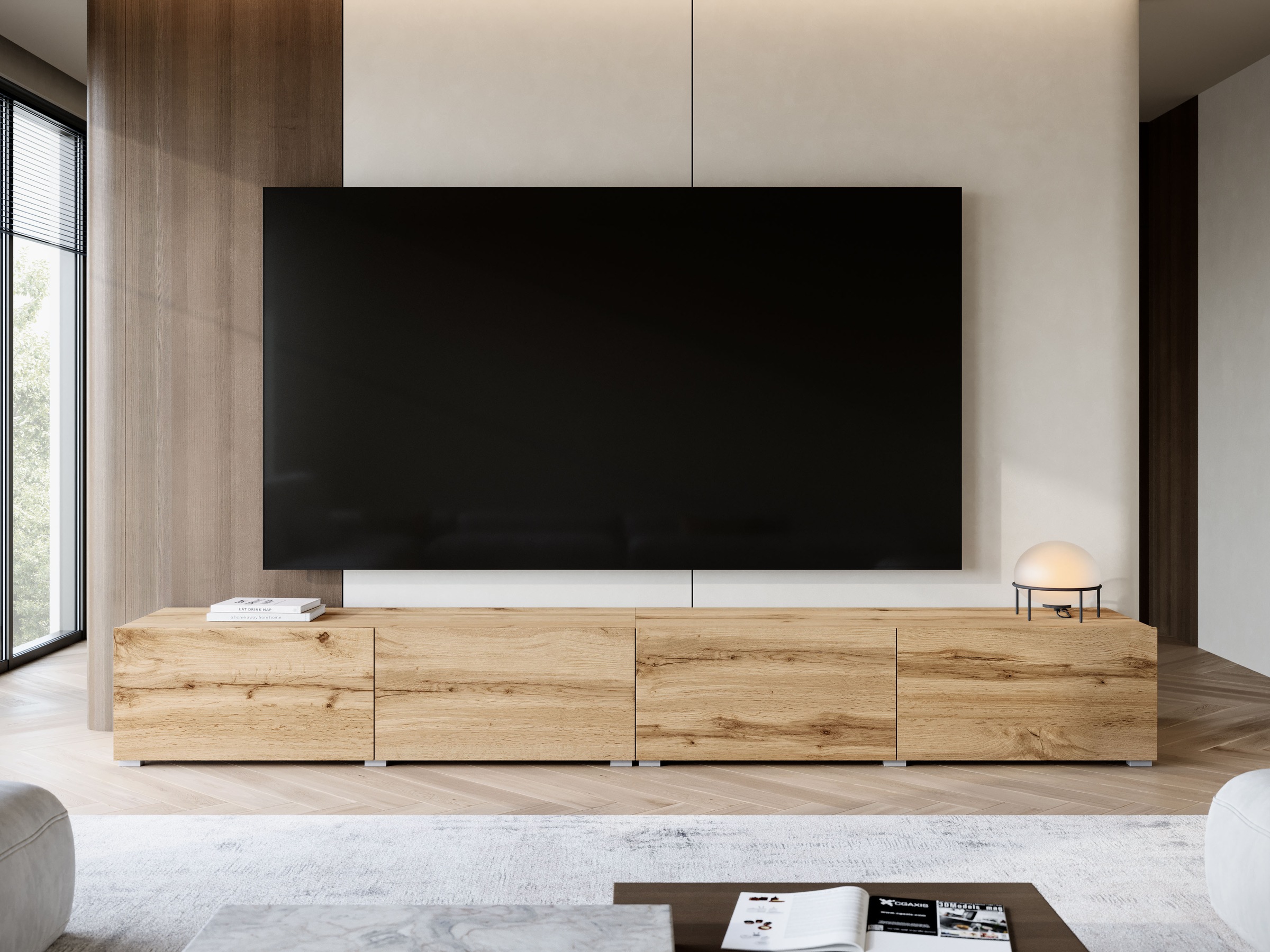 OTTO home Lowboard »Denver Erlebe die Weltmeisterschaft im XXL-Format« Elegantes TV-Möbel 300 cm, speziell für bis zu 98-Zoll Fernseher