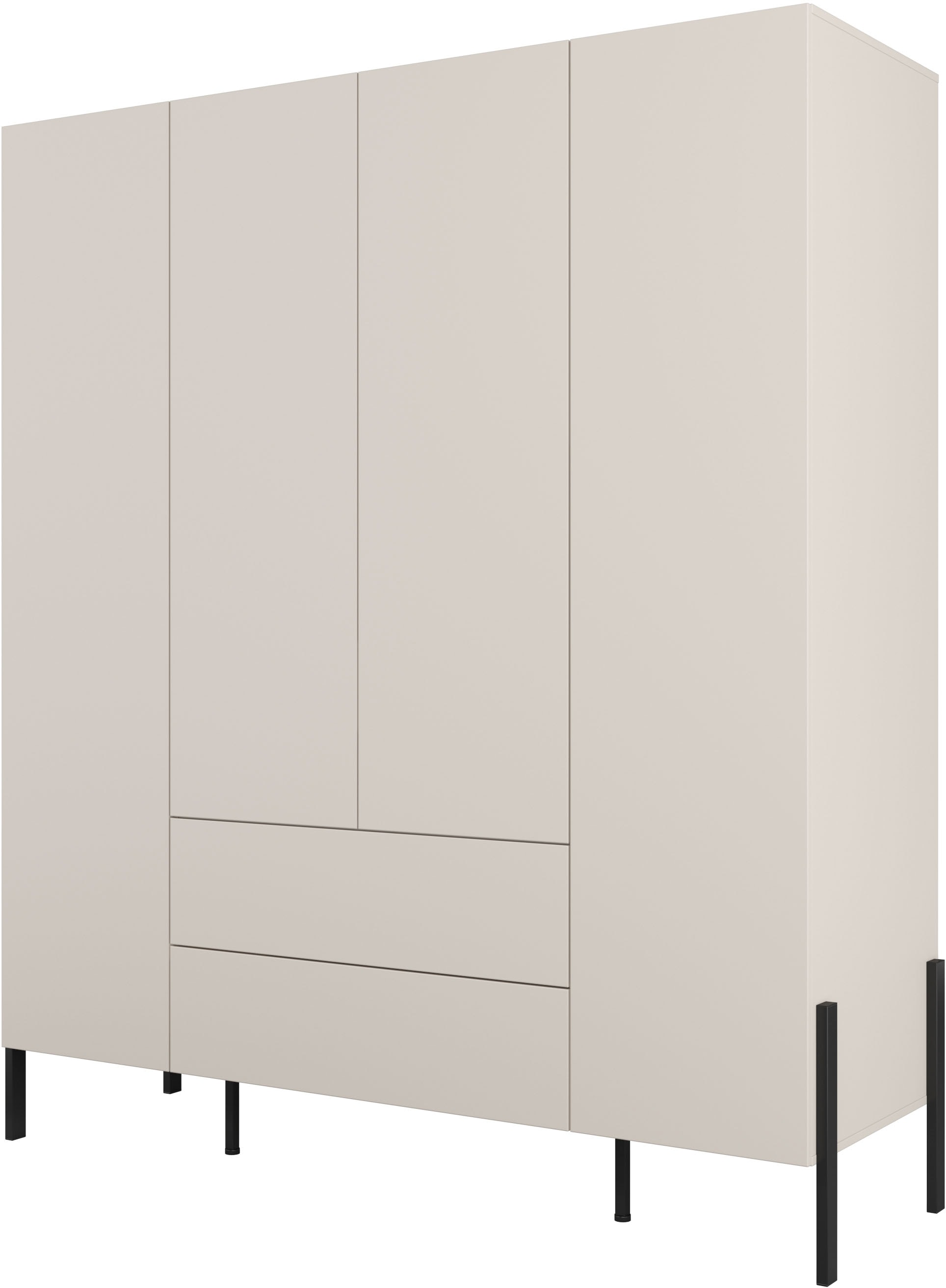 Home affaire Drehtürenschrank »Jukon, moderner Kleiderschrank mit Metallfüßen«, (B/H/T 3-Türer: ca. 135/210/60 4-Türer ca: 180/210/60), Drehtürenschrank 4 Türen/2 Schubkästen, push to open Funktion