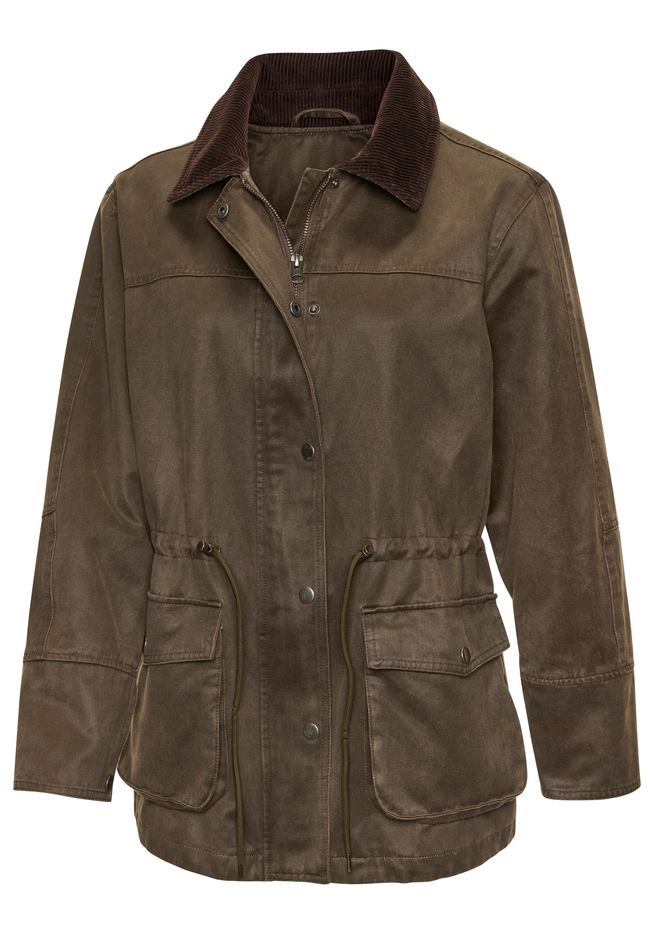 French Connection Canvasjacke in langer Form mit Kordkragen