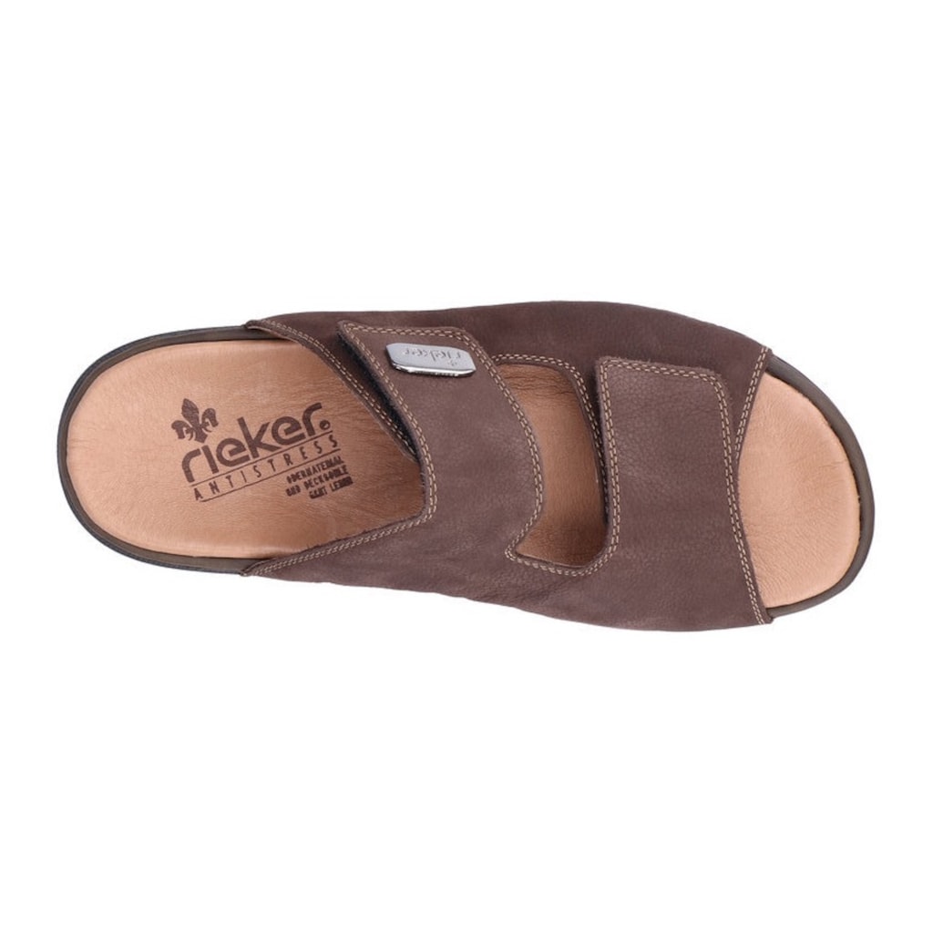 Rieker Pantolette, Sommerschuh, Schlappen, Klettschuh, mit Logo-Plakette