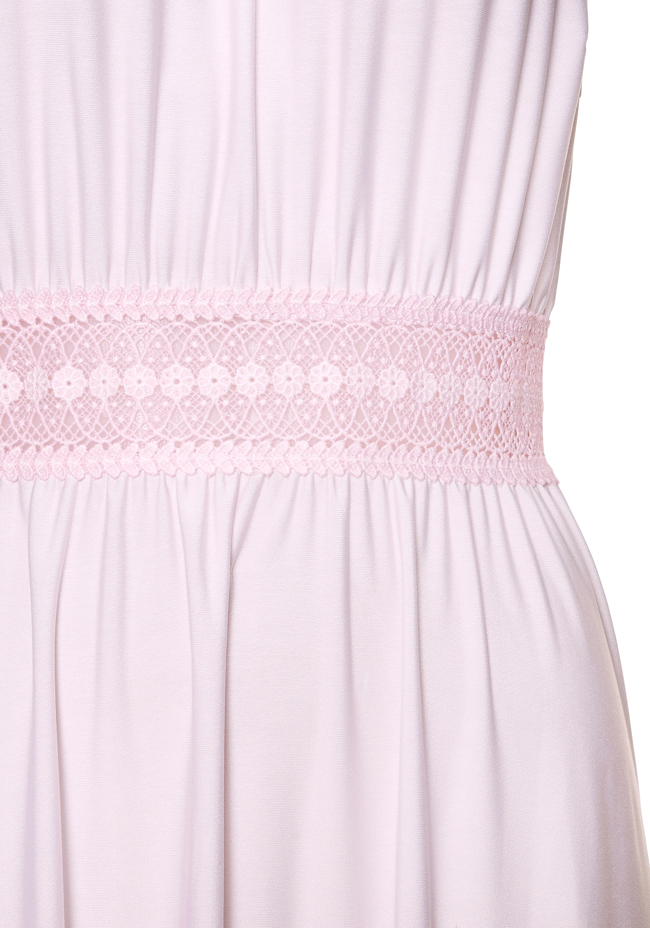 LASCANA Maxikleid »aus glatter bügelfreier Ware« mit Blumendruck, Sommerkleid mit Spitzeneinsatz, Jerseykleid, festlich