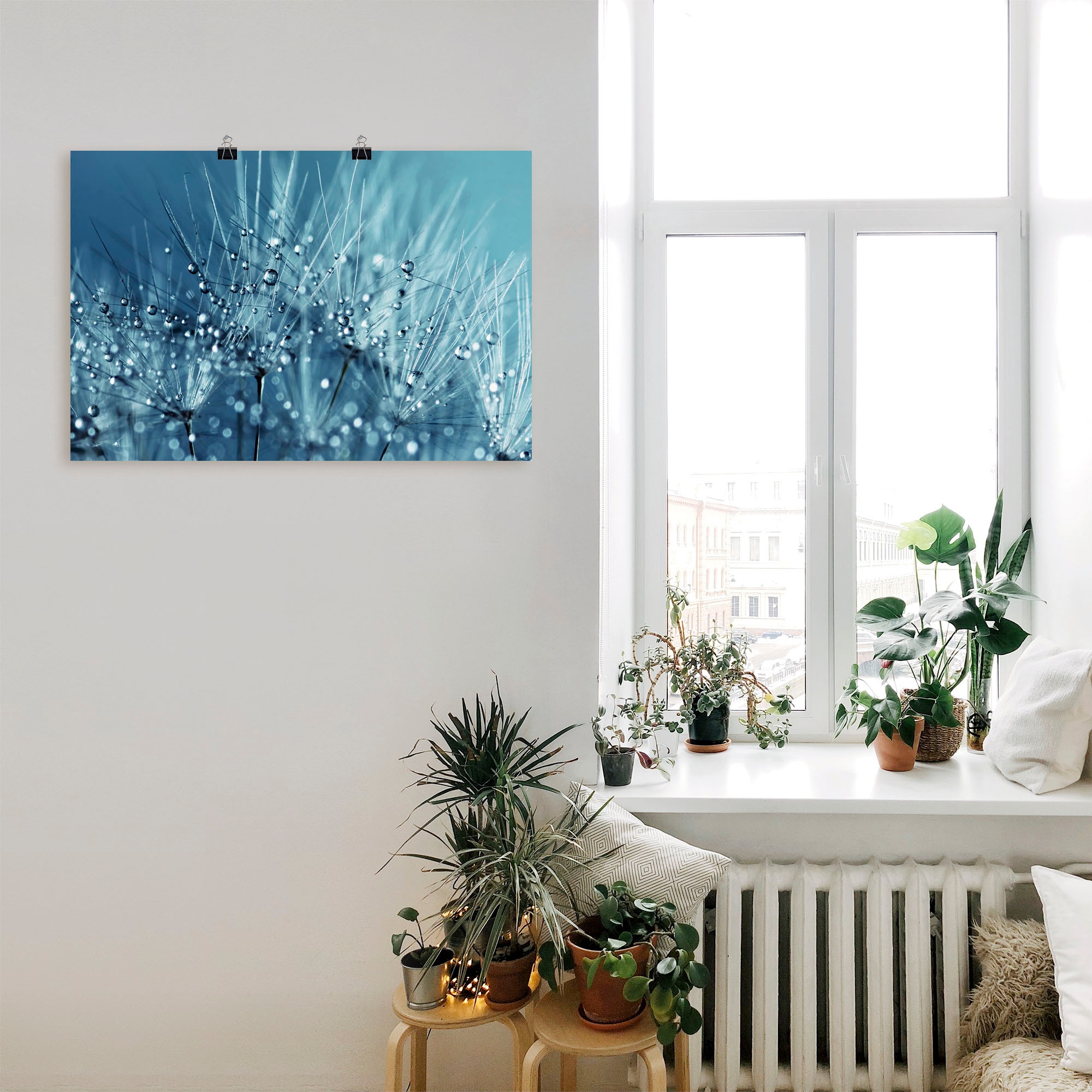 Artland Wandbild »Blaue glitzernde Pusteblume«, Blumen, (1 St.), als Leinwandbild, Poster in verschied. Größen