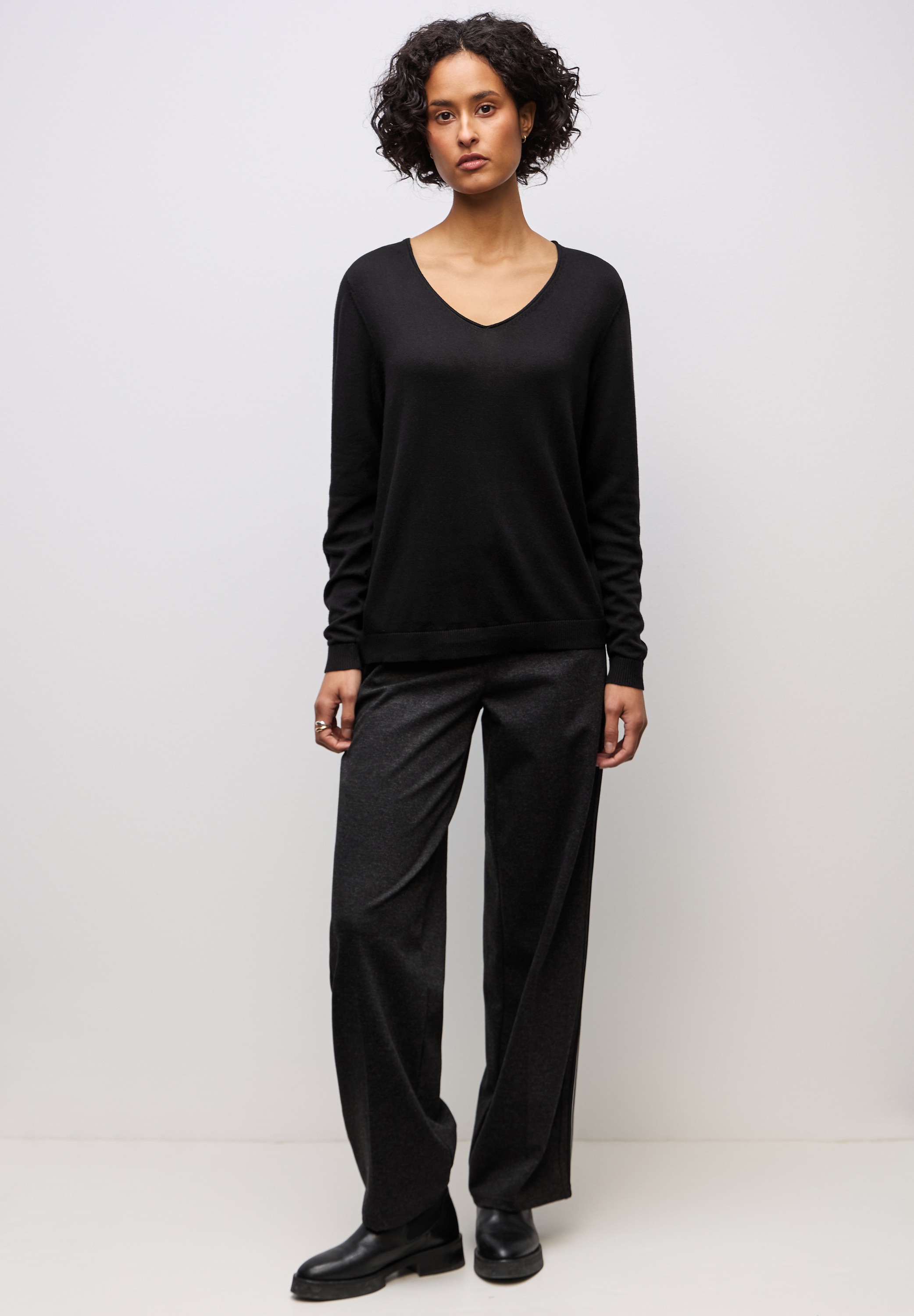 Thumbnail - STREET ONE V-Ausschnitt-Pullover Feinstrick