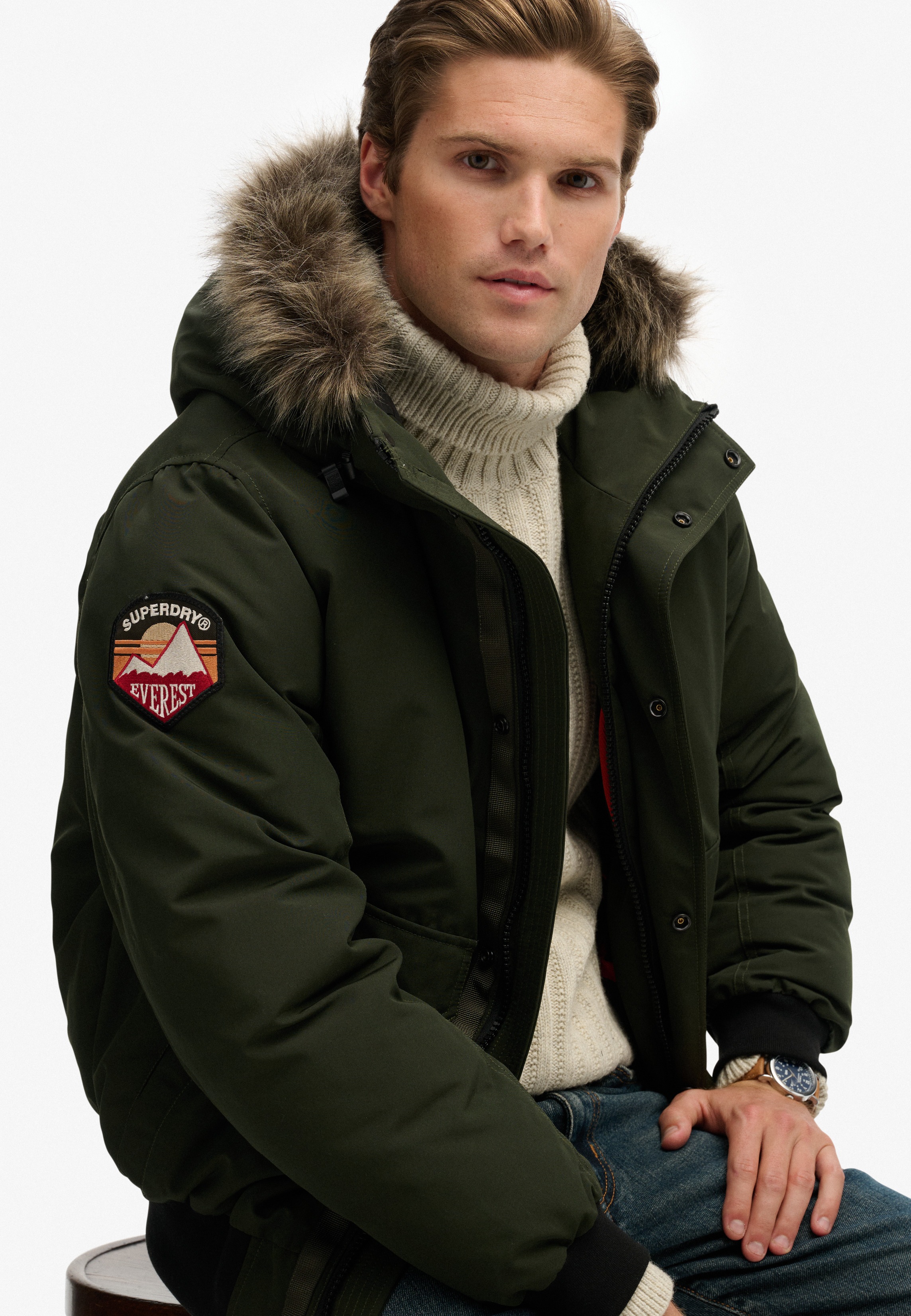 Thumbnail - Superdry Steppjacke "EVEREST FAUX FUR BOMBER JACKET" mit Kapuze