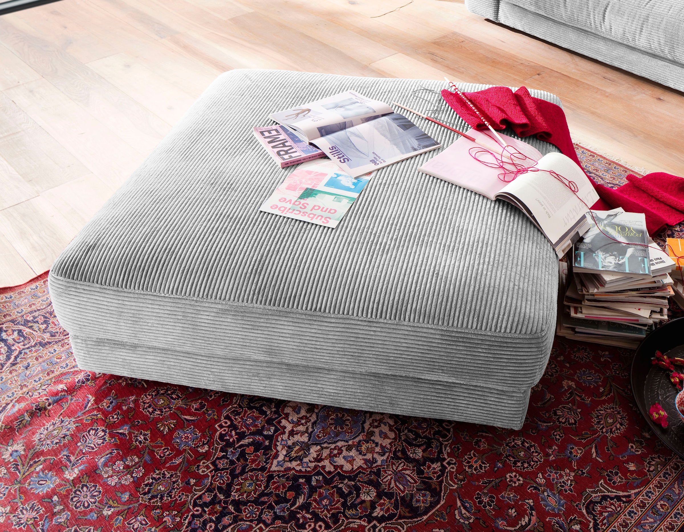 Home affaire Hocker "Enisa" passend zum "Enisa"-Sofa, Bezug in Cord günstig online kaufen